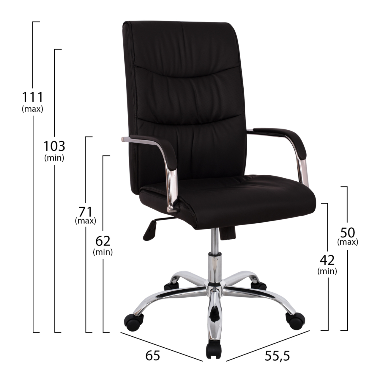 Manager's office chair HM1044.11 black with chromed base 55,5x65x111 cm. [2]