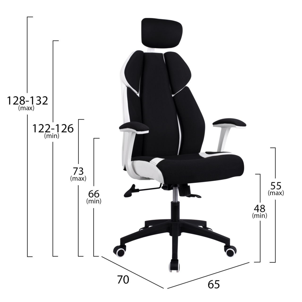 Manager's office chair HM1086.02 in black-white color 65x70x128-132 [2]