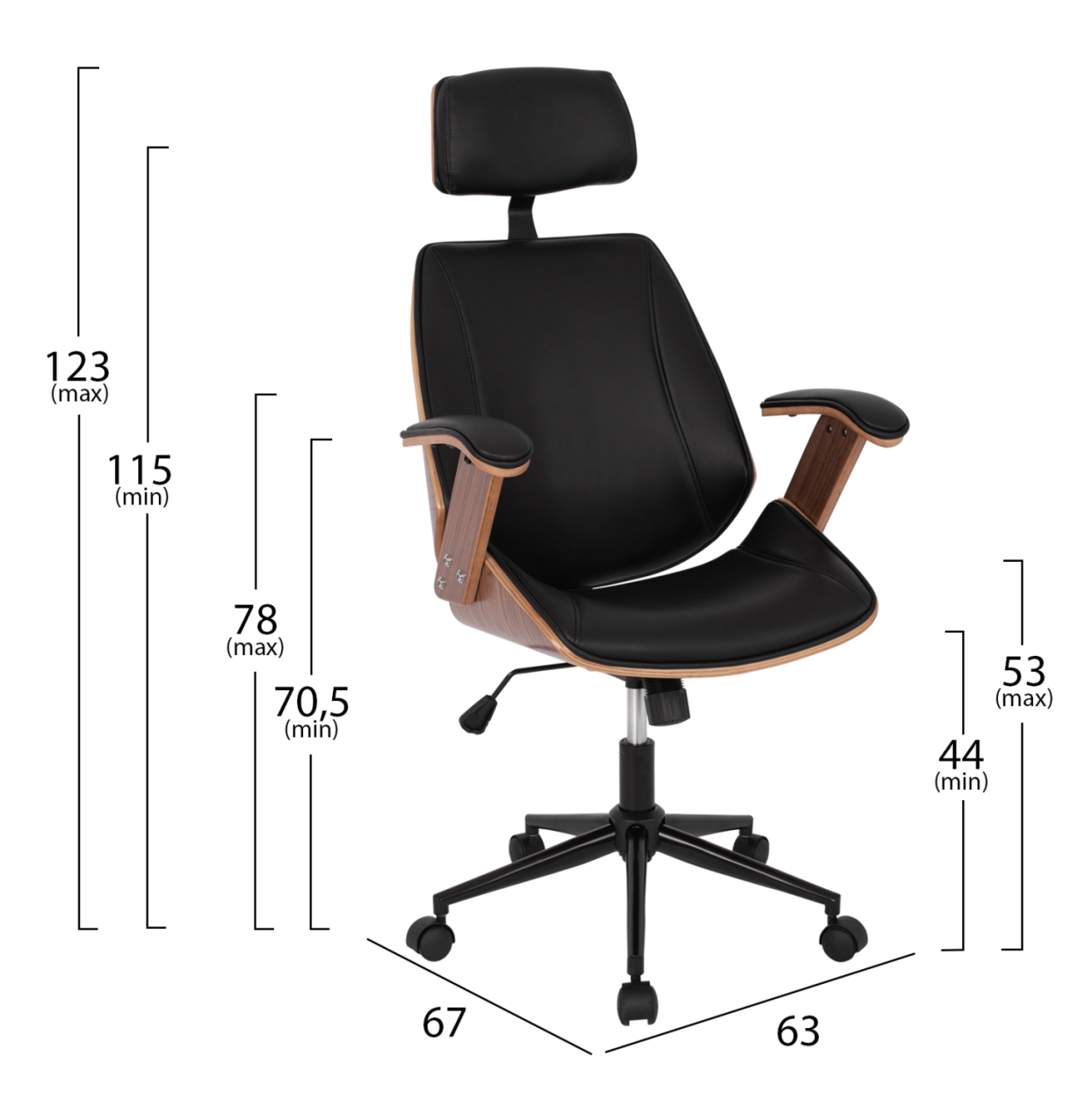 Manager's office chair Superior Pro HM1109.01 walnut color-black 63x67x123 cm [2]