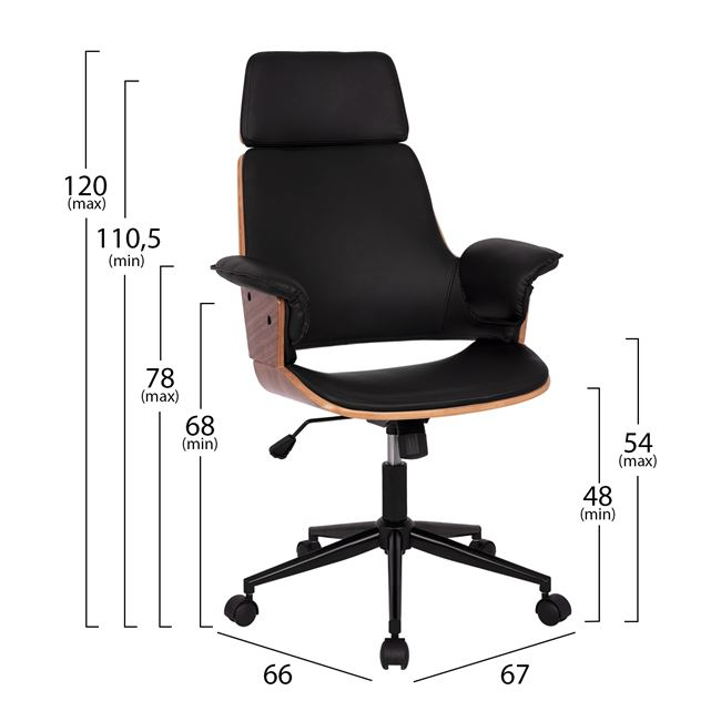 Manager's office chair Superior Pro HM1110.01 walnut color-black 67x66x120 cm [2]
