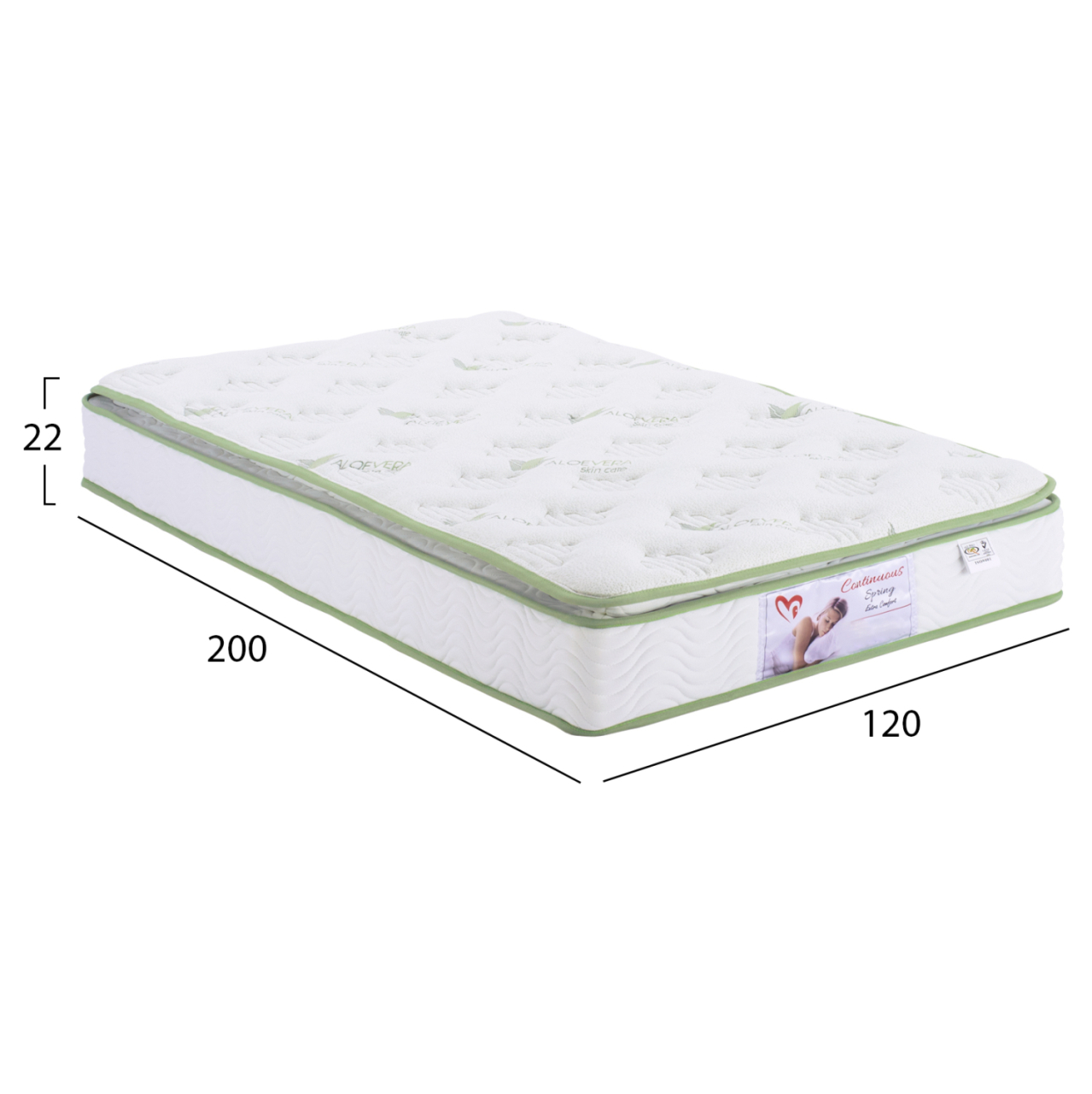 MATTRESS CONTINUOUS SPRING WITH MATTRESS PAD ALOE VERA 120X200 HM372.18 SINGLE SIDE [2]