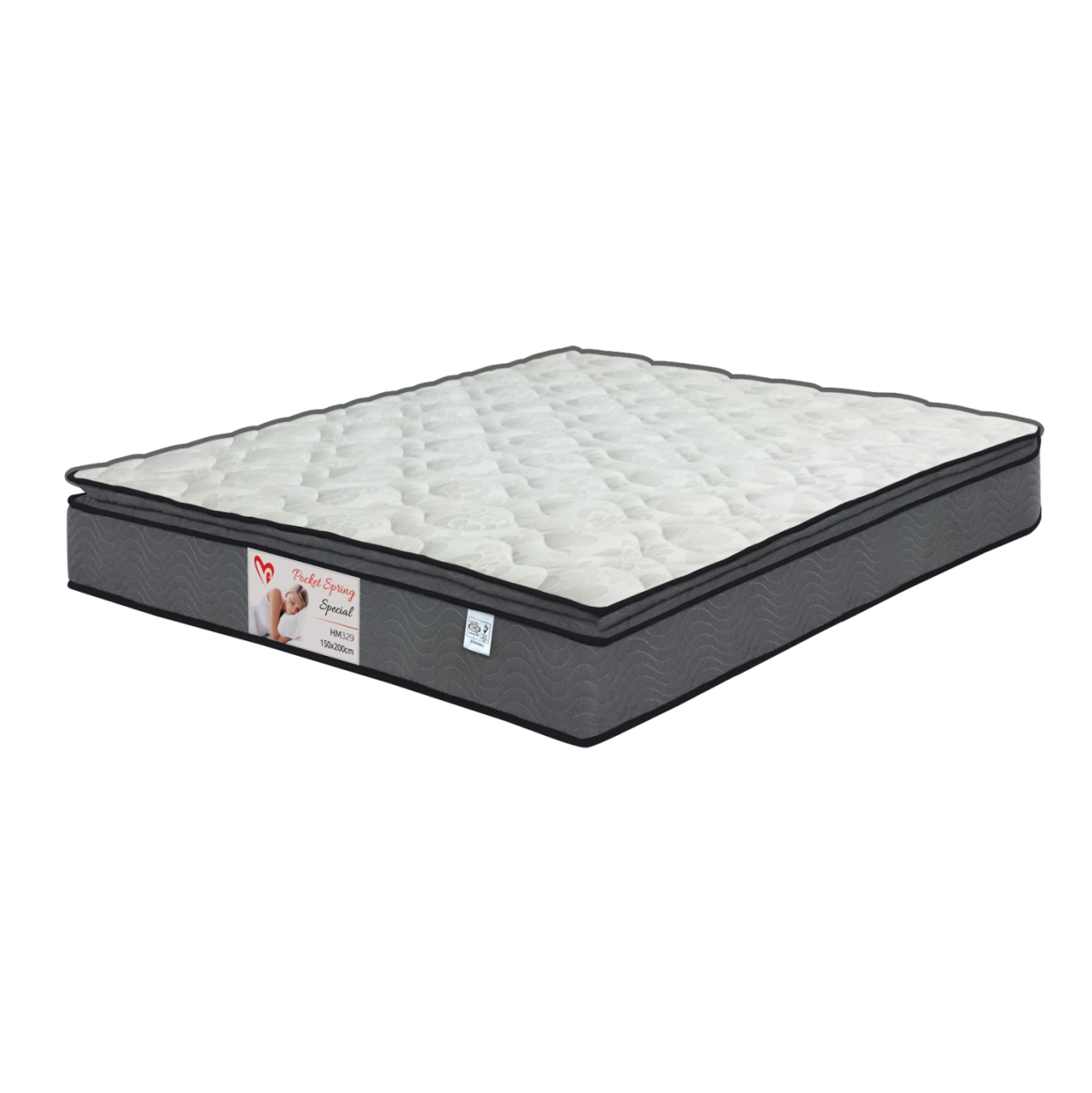 MATTRESS POCKET SPRINGS WITH PILLOW-TOP HΜ329.06 EXTRA-DOUBLE 160Χ200 CM SINGLE-SIDED, ROLL PACKING [2]