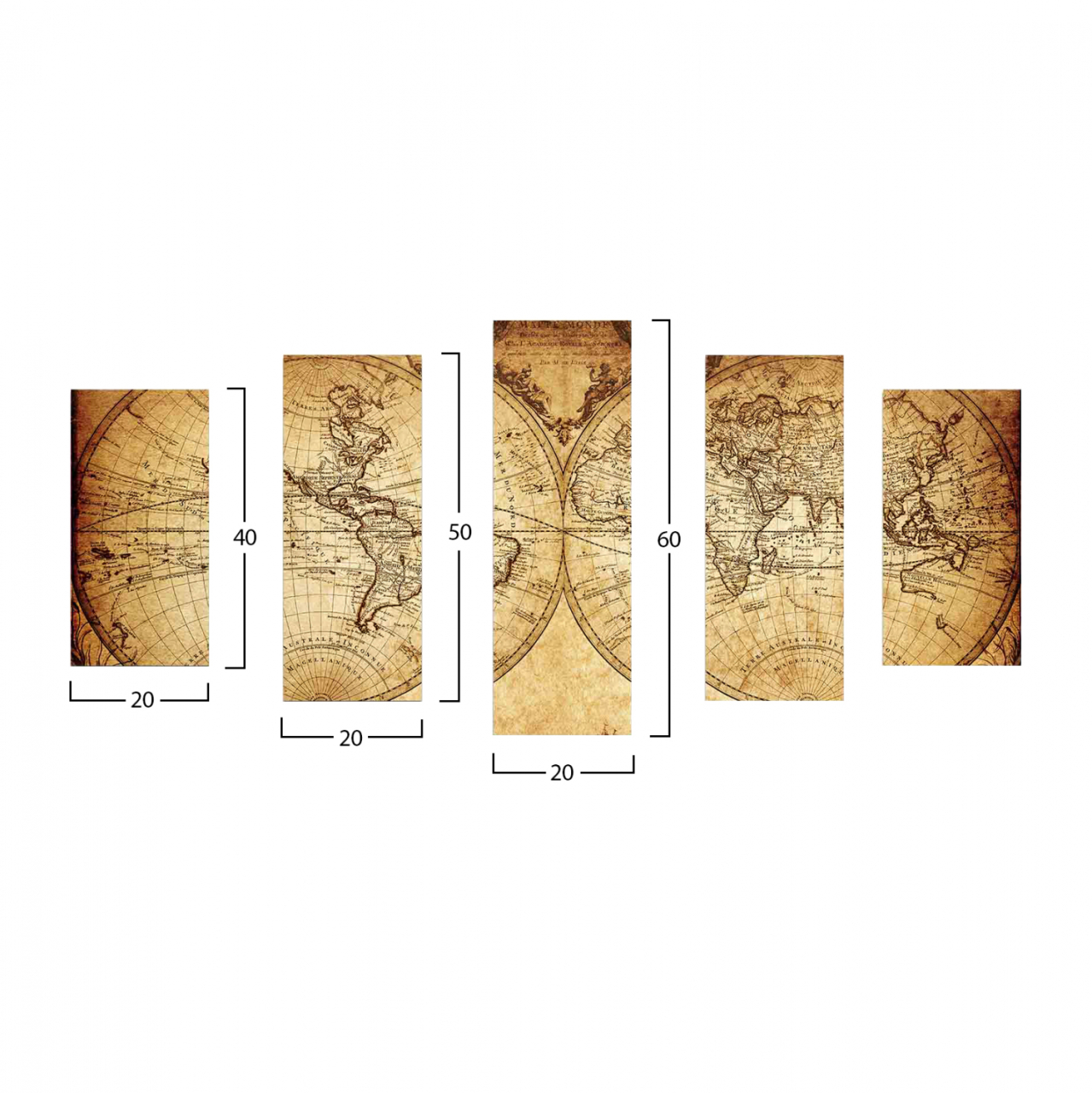 MDF PAINTING HM7206.06 IN VINTAGE WORLD MAP 100X60x0,3 cm. [2]