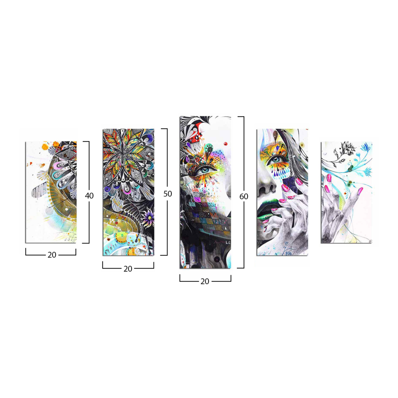MDF PAINTING MODERN DAZZLING BEAUTY GIRL FACE HM7206.04 100X60x3 cm. [2]
