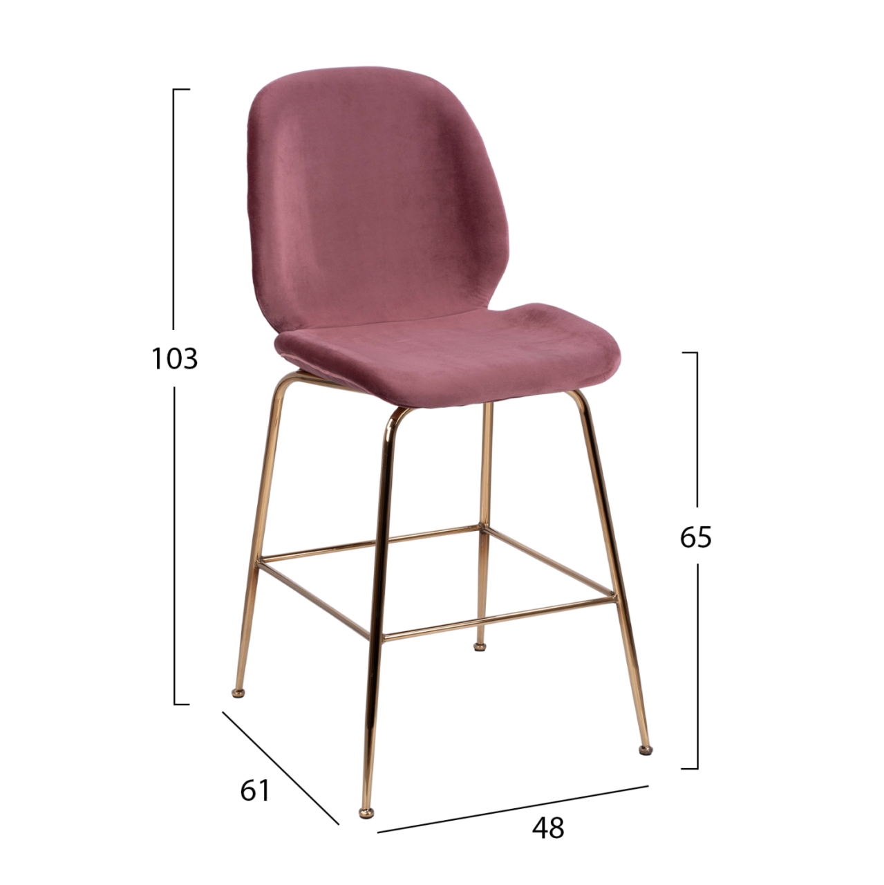 MEDIUM HEIGHT STOOL HM8524.02 VELVET DUSTY PINK and GOLD METAL FRAME 48x61x103 cm. [2]