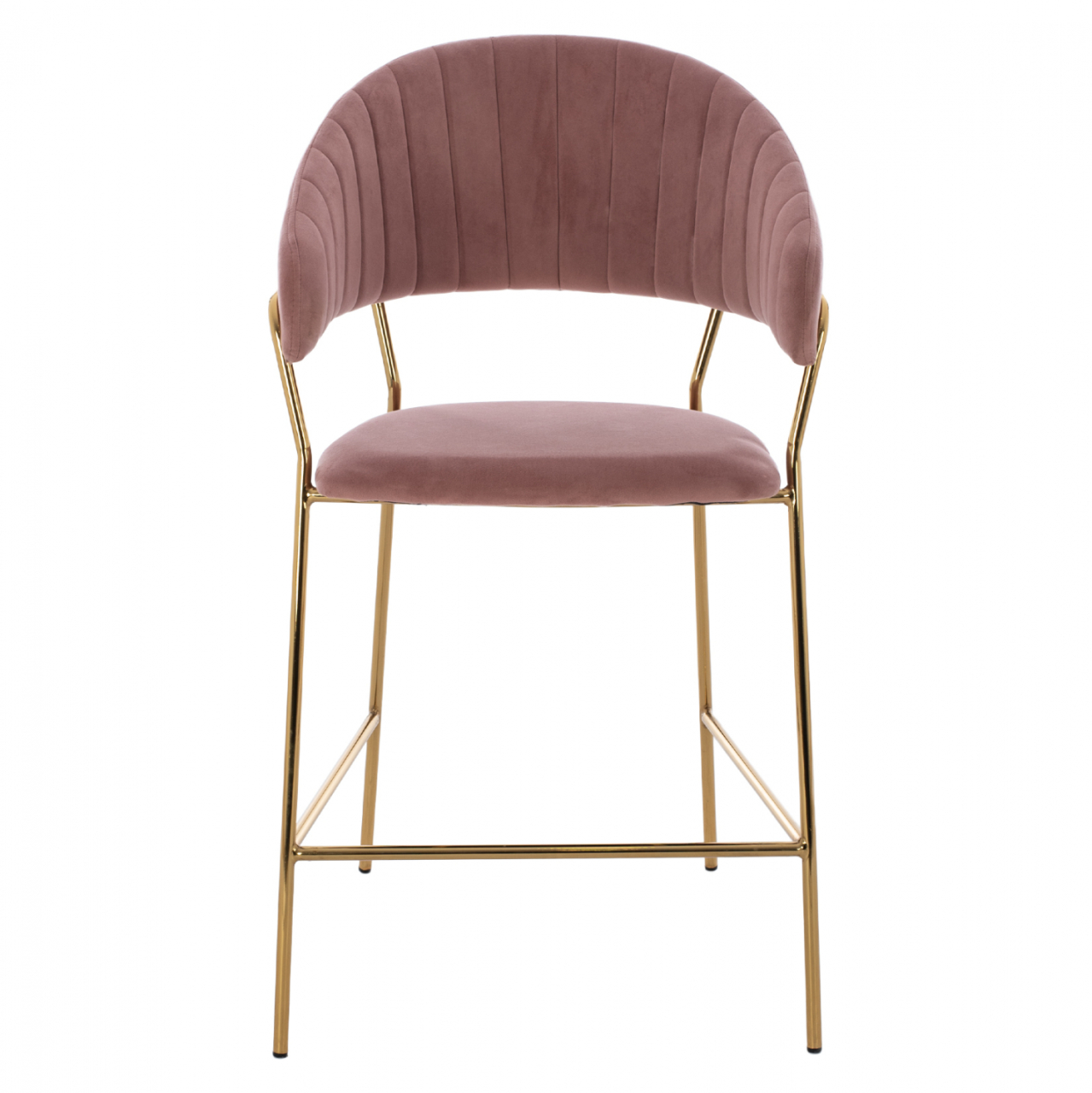 MEDIUM HEIGHT STOOL HM8734.02 VELVET DUSTY PINK GOLDEN FRAME 60x55x100Y cm. [3]