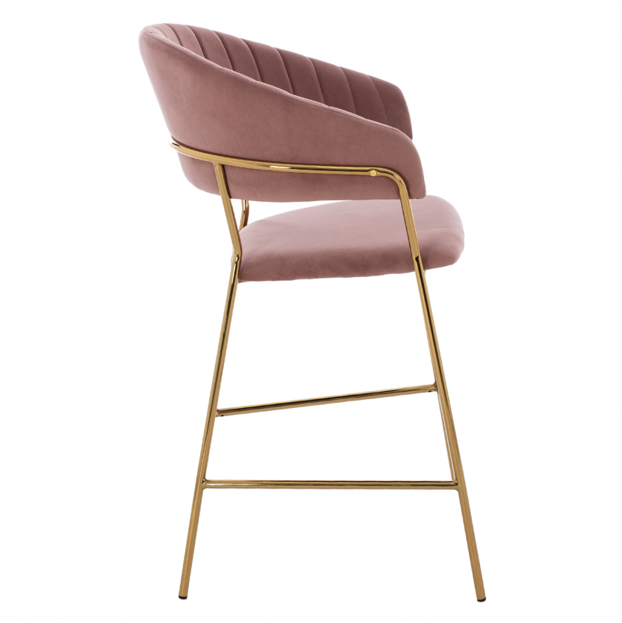 MEDIUM HEIGHT STOOL HM8734.02 VELVET DUSTY PINK GOLDEN FRAME 60x55x100Y cm. [4]