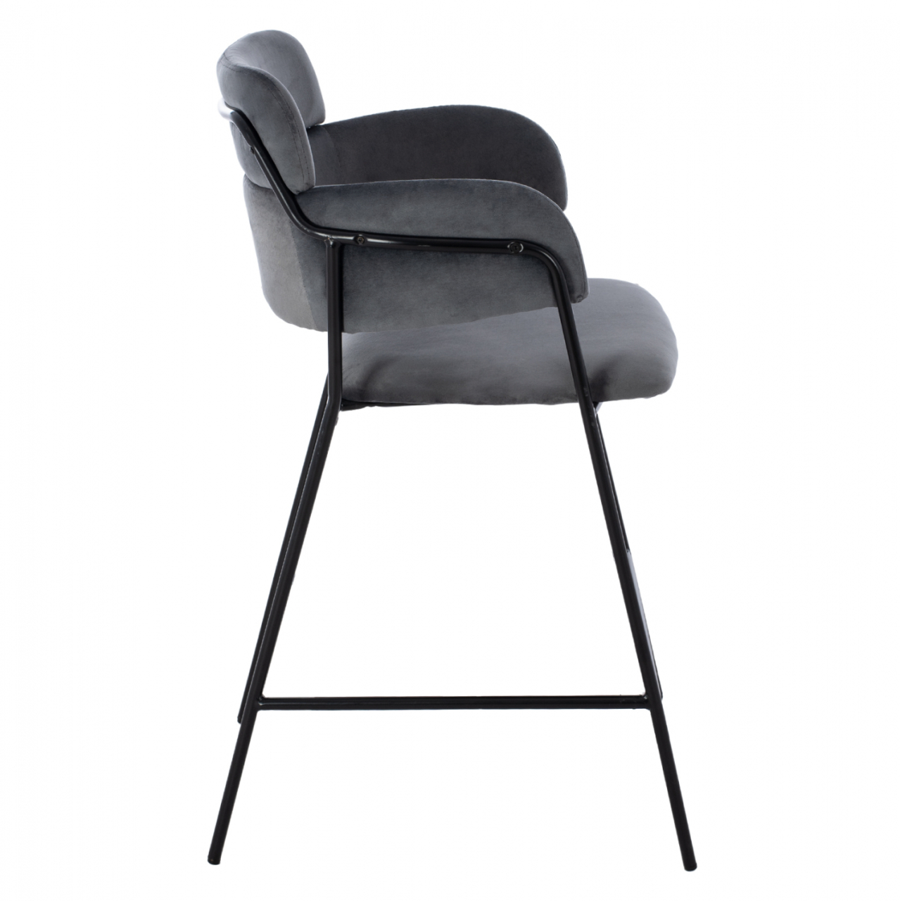 MEDIUM HEIGHT STOOL HM8735.01 GRAY VELVET WITH METAL FRAME 54x58x95Y cm. [4]