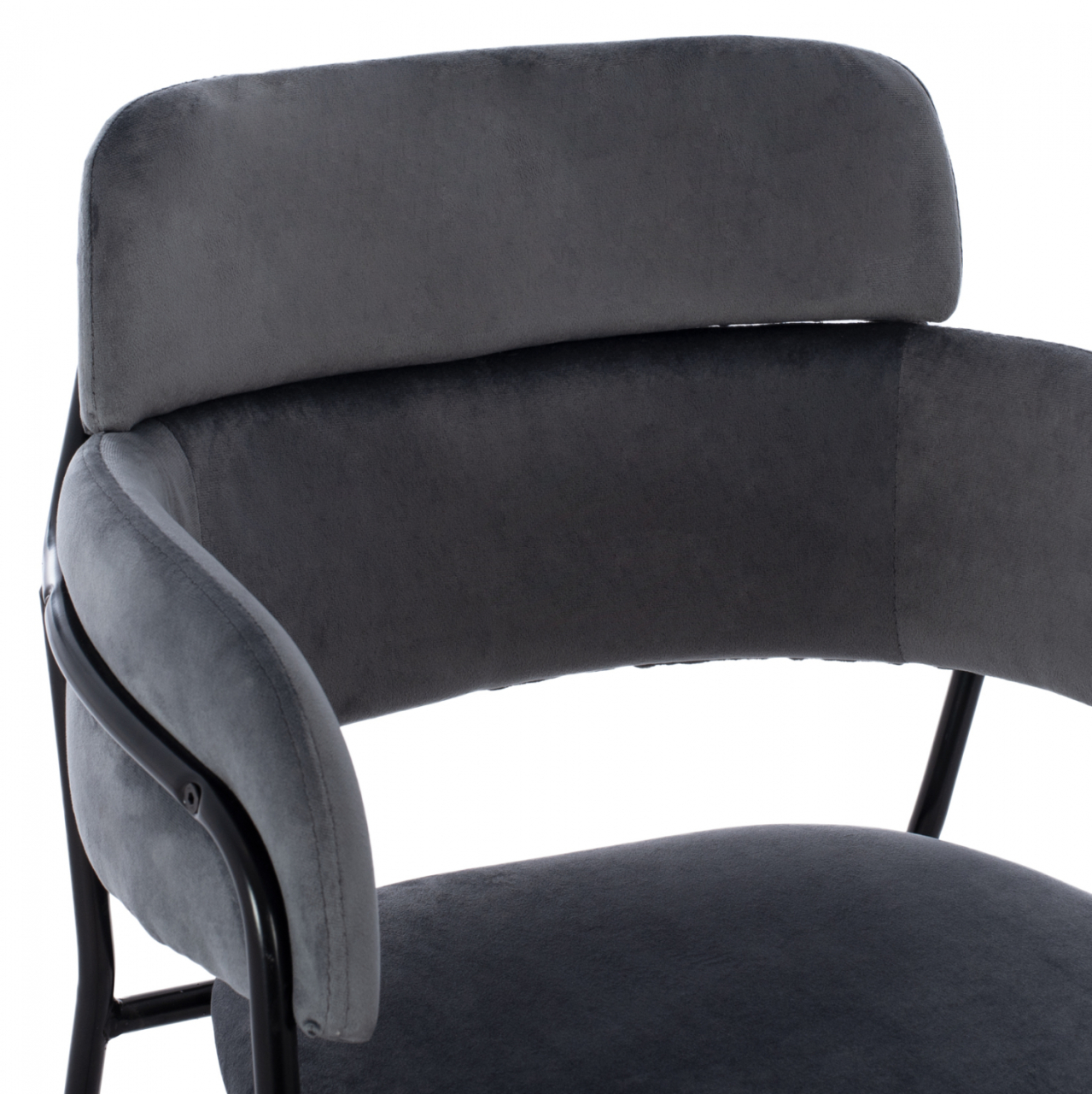 MEDIUM HEIGHT STOOL HM8735.01 GRAY VELVET WITH METAL FRAME 54x58x95Y cm. [7]