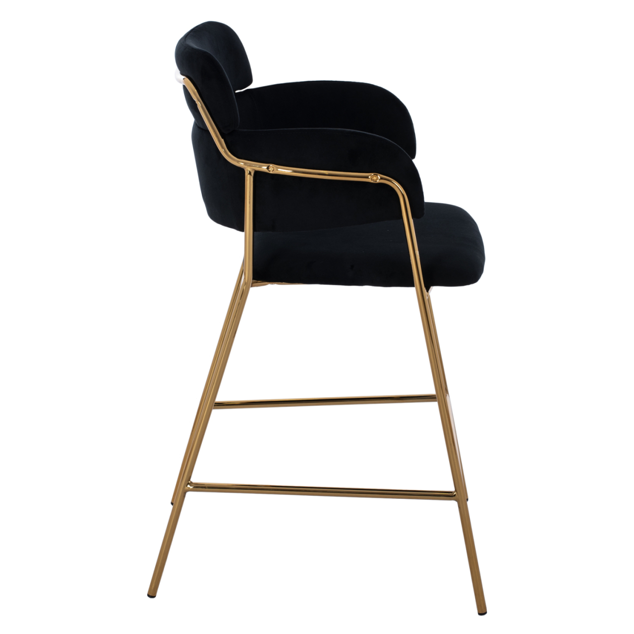 MEDIUM HEIGHT STOOL HM8735.04 VELVET BLACK GOLD PLATED FRAME 54x58x95Y cm. [4]