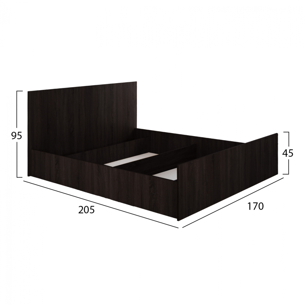 MELAMINE BED FOR MATTRESS 160Χ200cm. WENGE FB92432.02 [3]