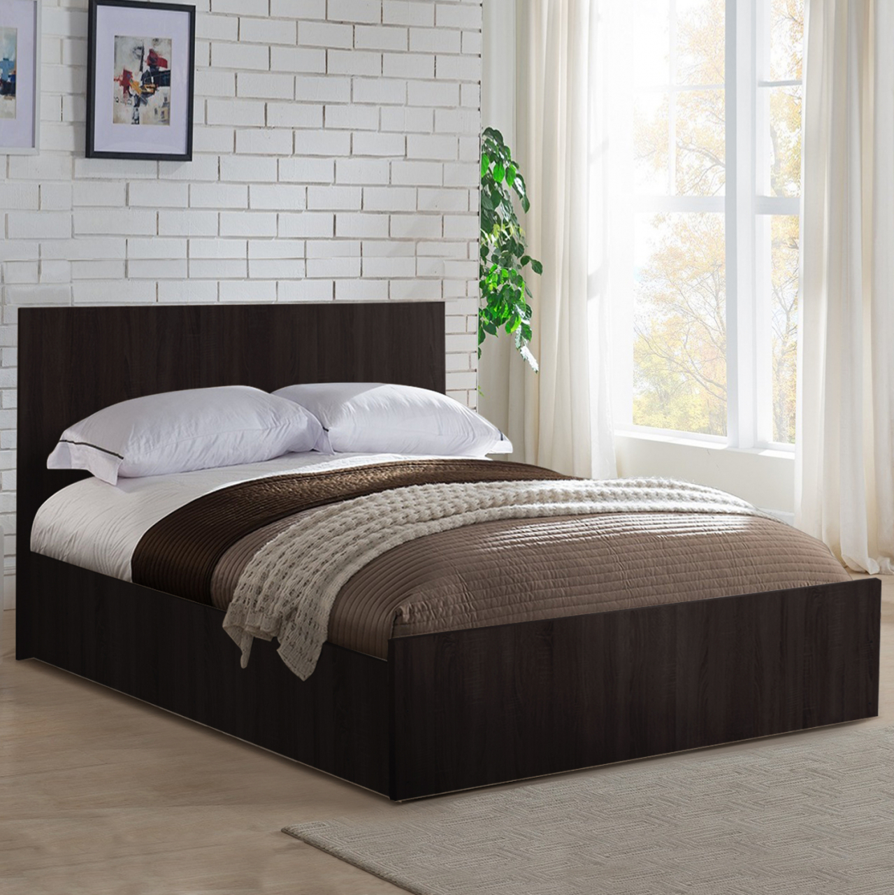 MELAMINE BED FOR MATTRESS 160Χ200cm. WENGE FB92432.02 [2]