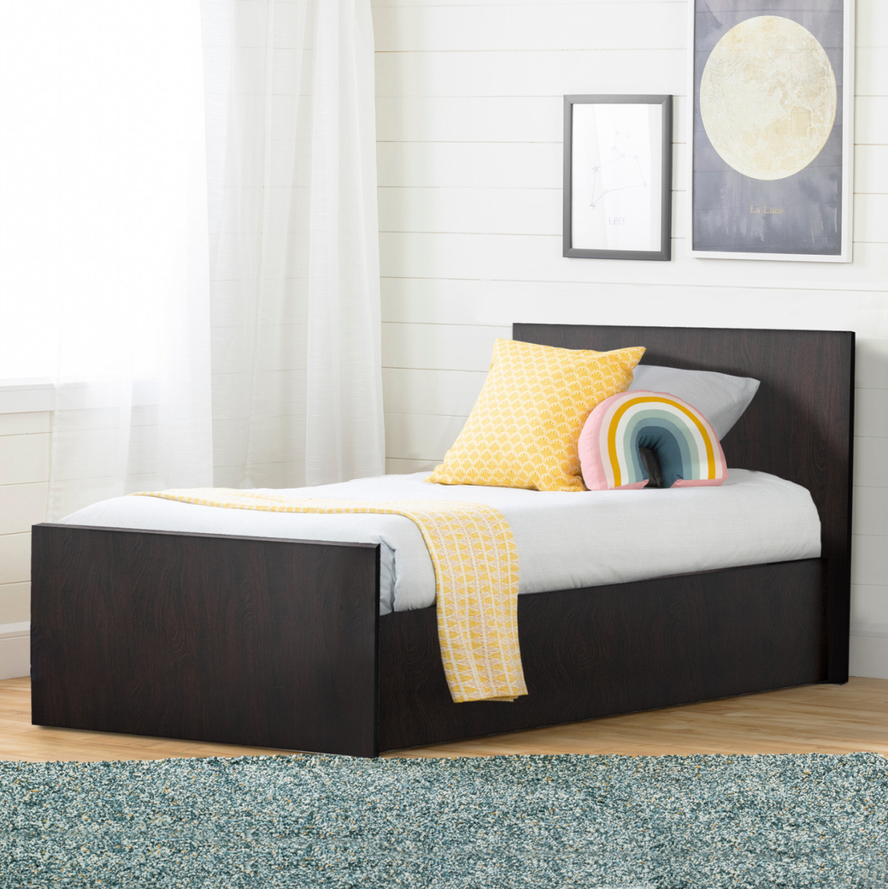 MELAMINE BED FOR MATTRESS 90X200cm. WENGE hm2433.02 [2]