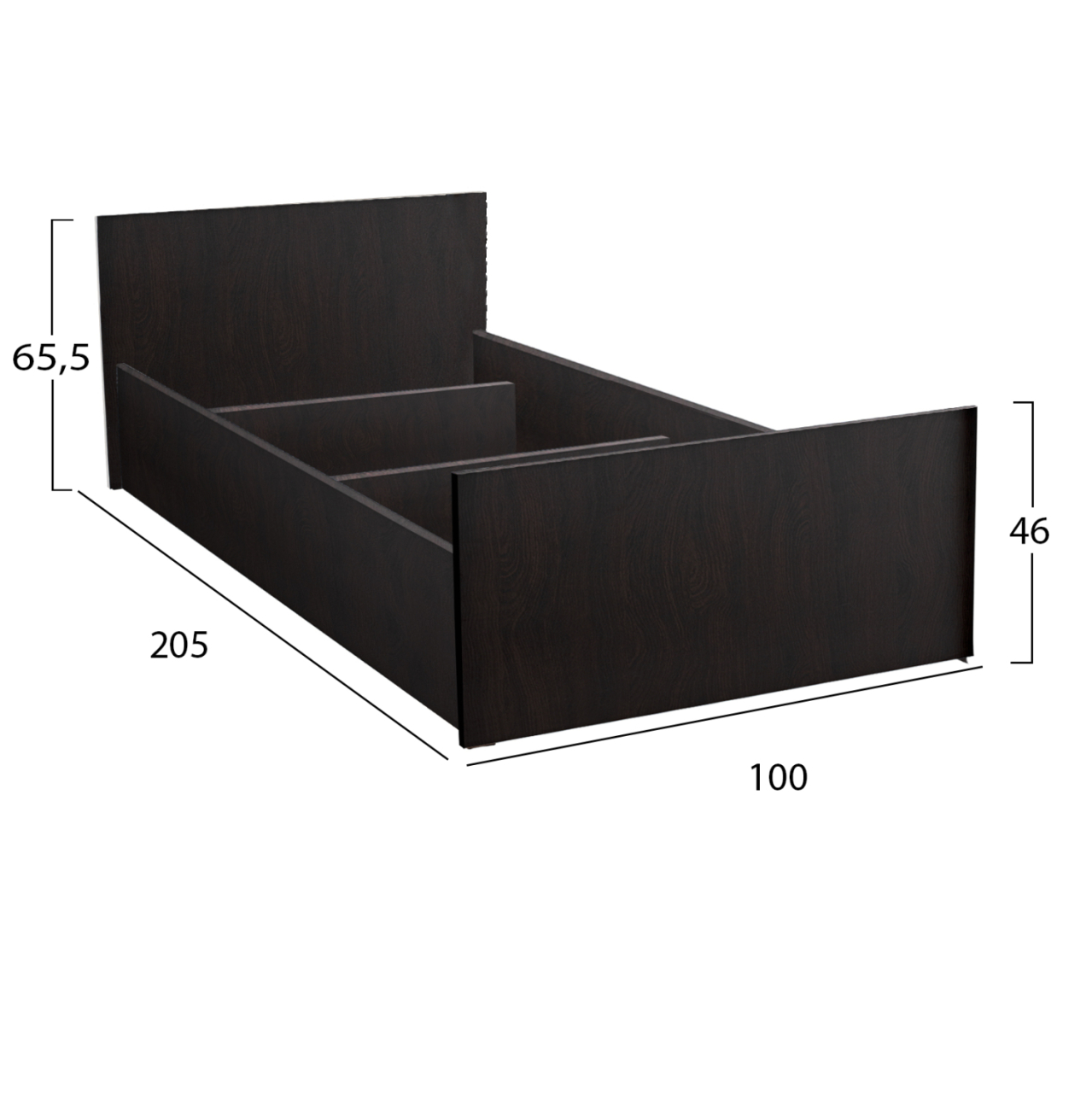 MELAMINE BED FOR MATTRESS 90X200cm. WENGE hm2433.02 [3]
