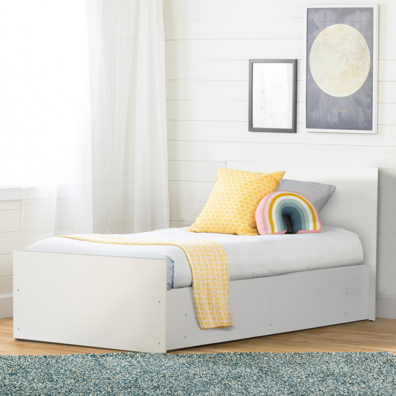 MELAMINE BED FOR MATTRESS 90X200cm. WHITE HM2433.03 [2]