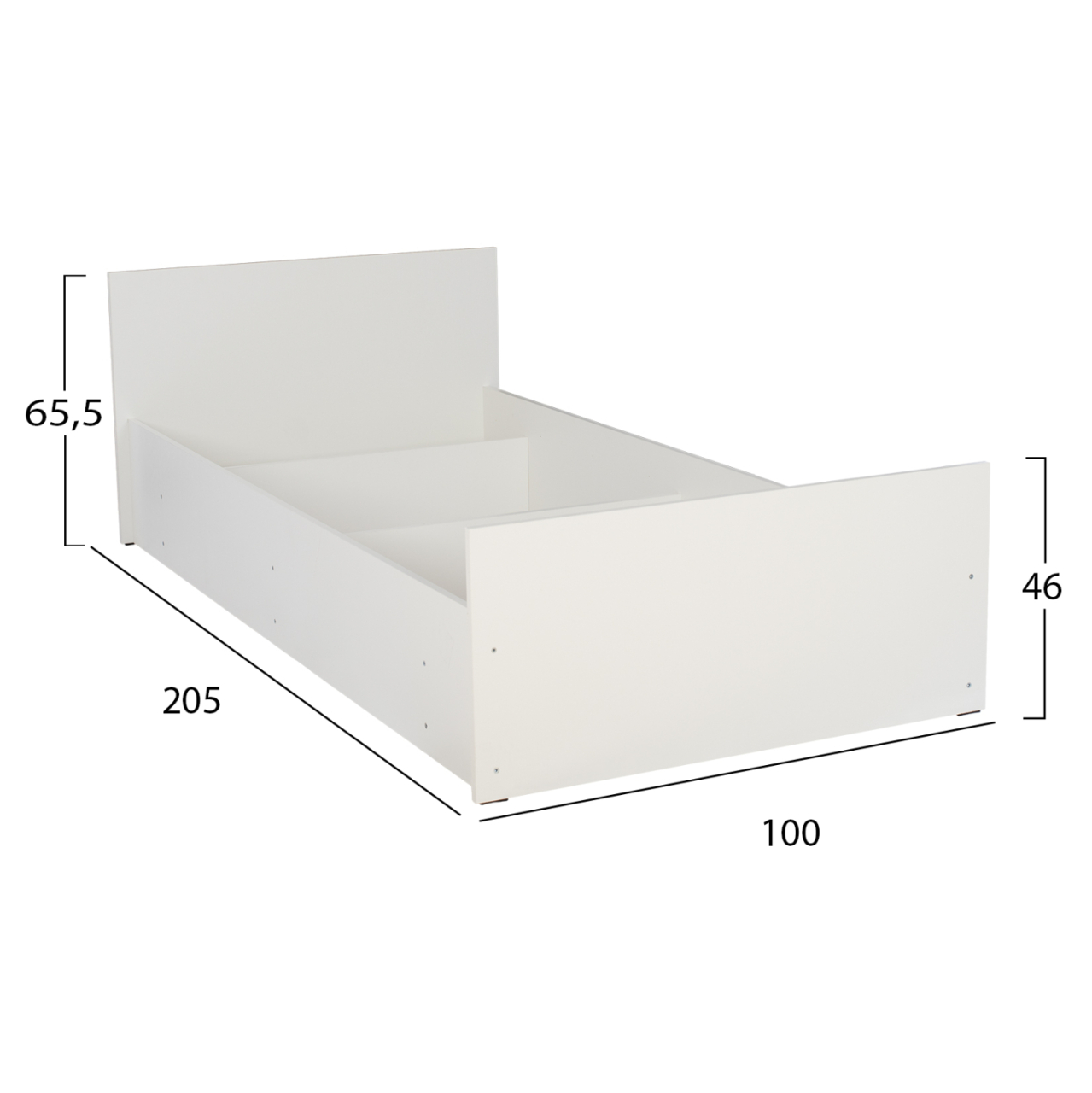 MELAMINE BED FOR MATTRESS 90X200cm. WHITE HM2433.03 [3]