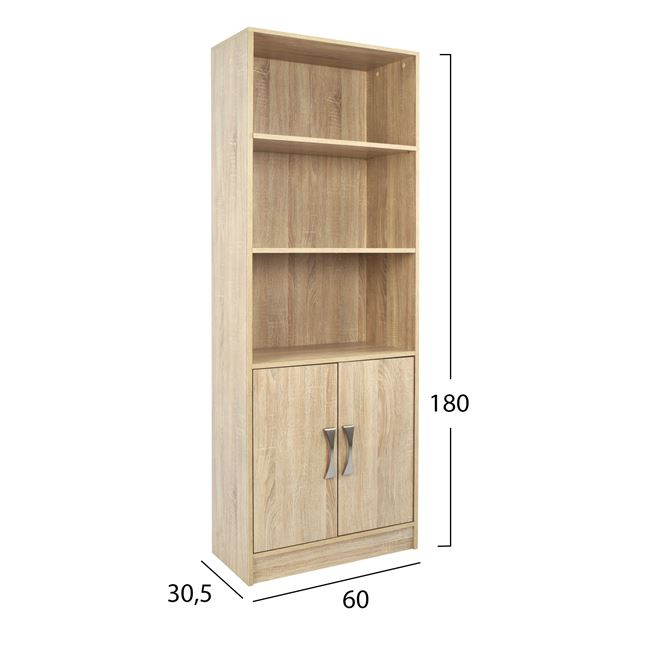 Melamine bookcase ENSLEY HM2027.03 Sonama with metallic handle 60x30x180 [2]