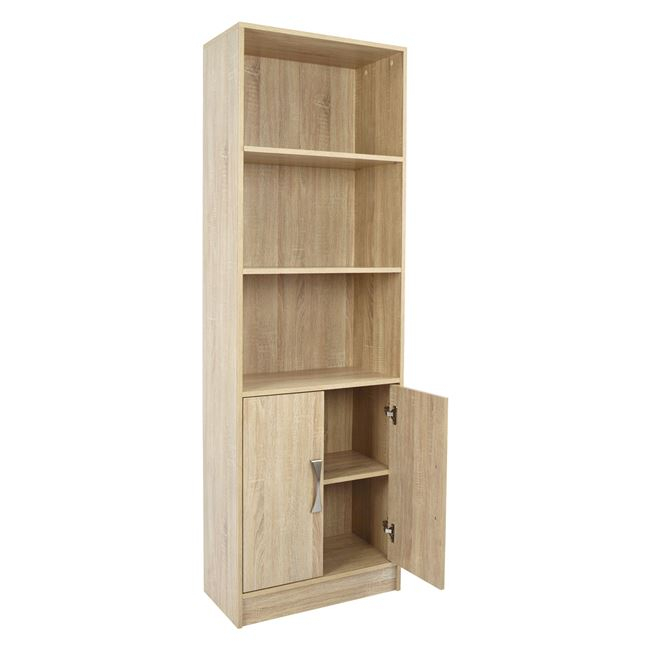 Melamine bookcase ENSLEY HM2027.03 Sonama with metallic handle 60x30x180 [4]