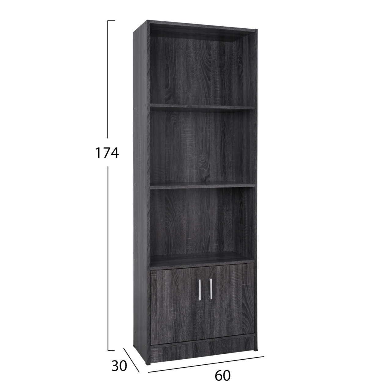 Melamine bookcase HM2269.01 grey color 60x30x174 [2]