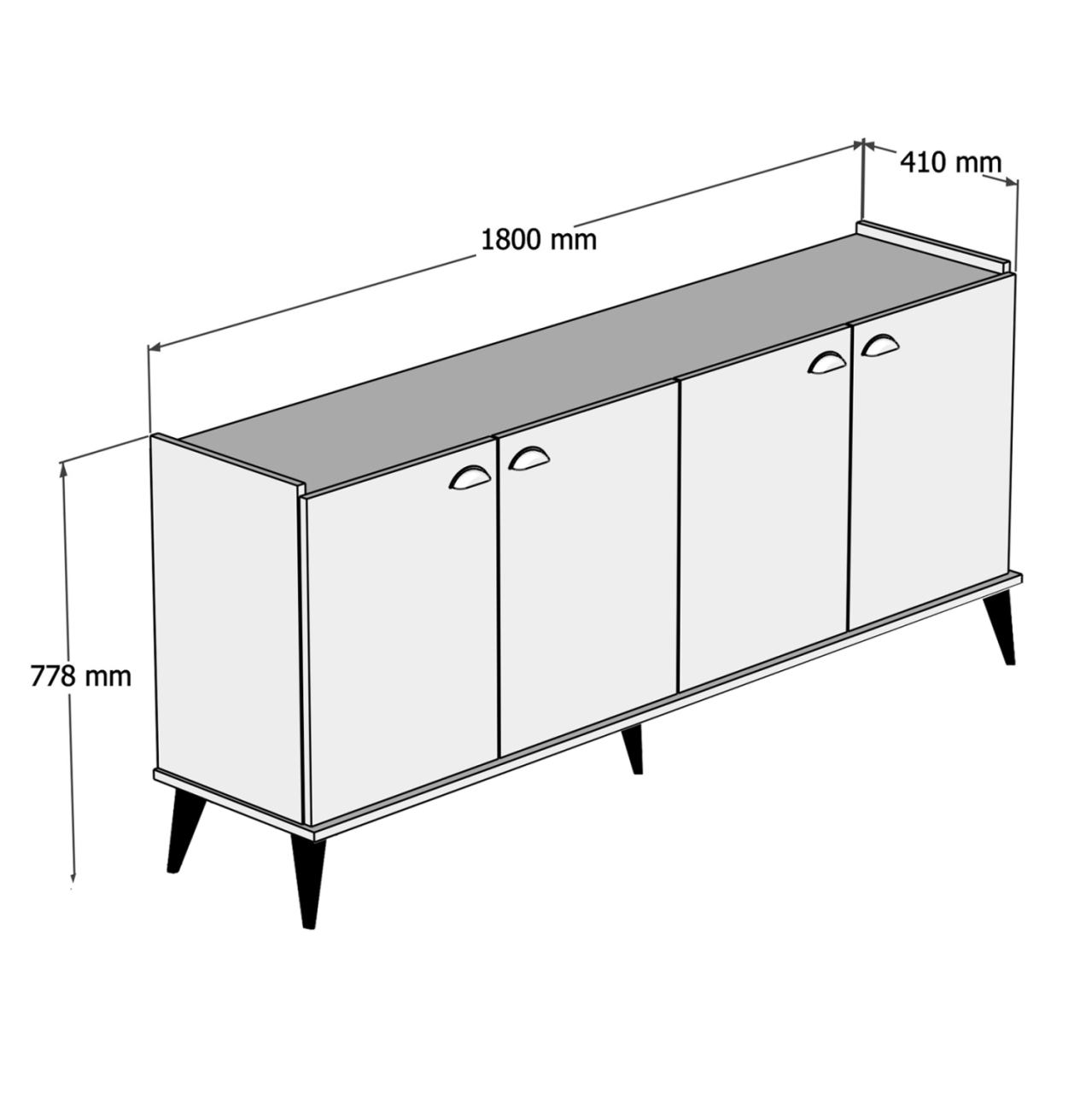 MELAMINE BUFFET HM9045.01 NATURAL WOOD SHADE - BLACK MARBLE LOOK 180x41x77,8Y cm. [2]