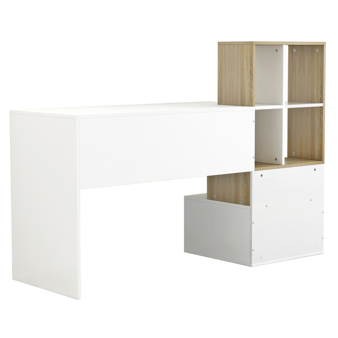 MELAMINE OFFICE WITH BOOKCASE SYNDYA HM8993.02 WHITE SONAMA 149x48x105Y cm. [4]