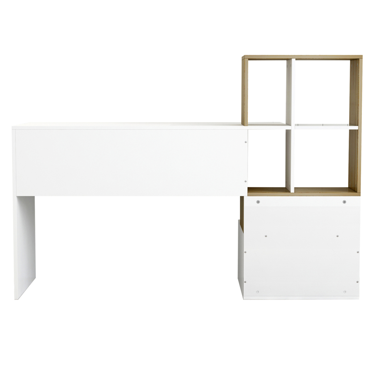 MELAMINE OFFICE WITH BOOKCASE SYNDYA HM8993.02 WHITE SONAMA 149x48x105Y cm. [5]