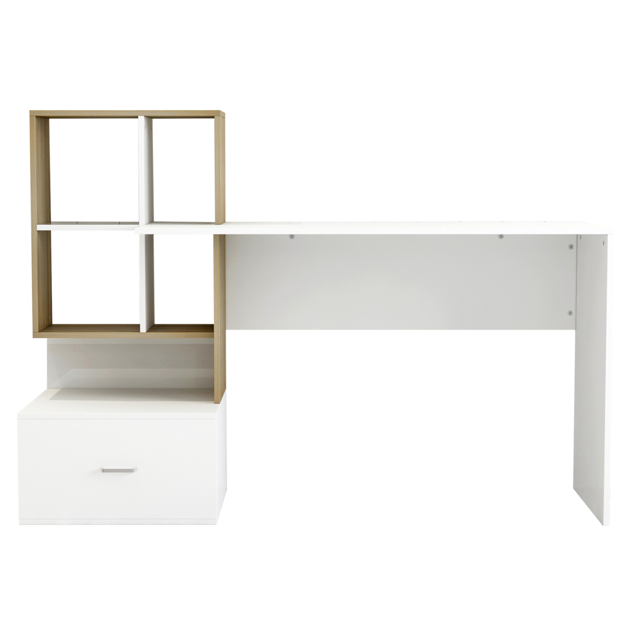 MELAMINE OFFICE WITH BOOKCASE SYNDYA HM8993.02 WHITE SONAMA 149x48x105Y cm. [3]