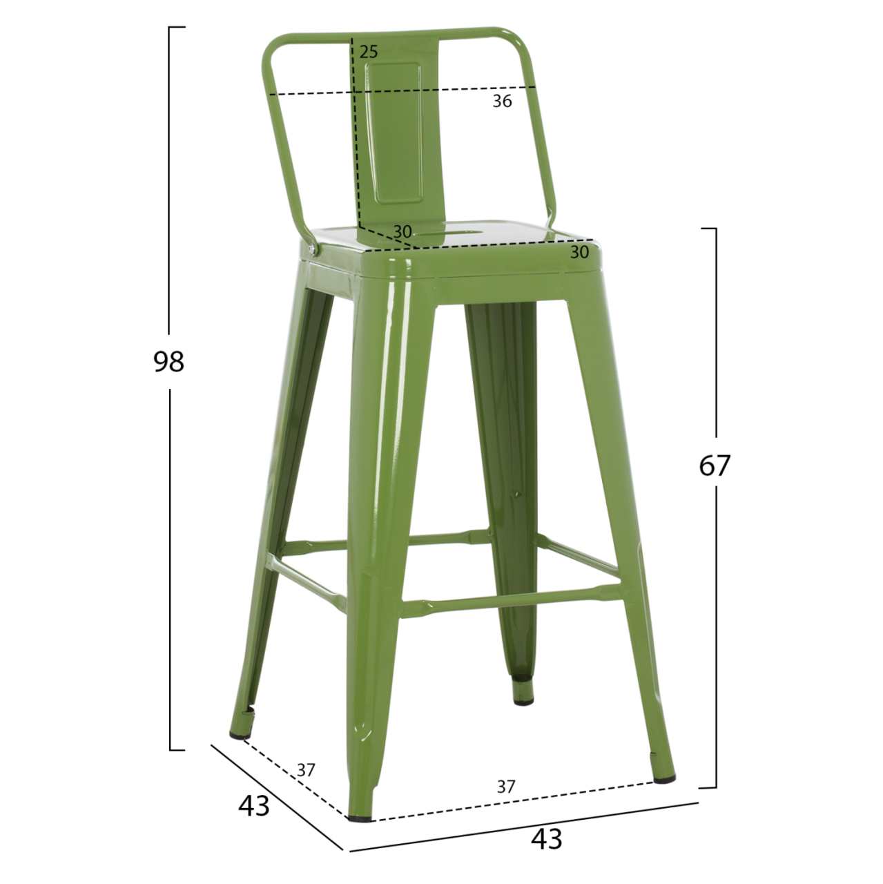 ΣΚΑΜΠΟ ΜΕΣΑΙΟΥ ΥΨΟΥΣ ΜΕΤΑΛΛΙΚΟ MELITA ΣΕ LIGHT OLIVE GREEN HM8574.13 42x42x98 εκ. [2]