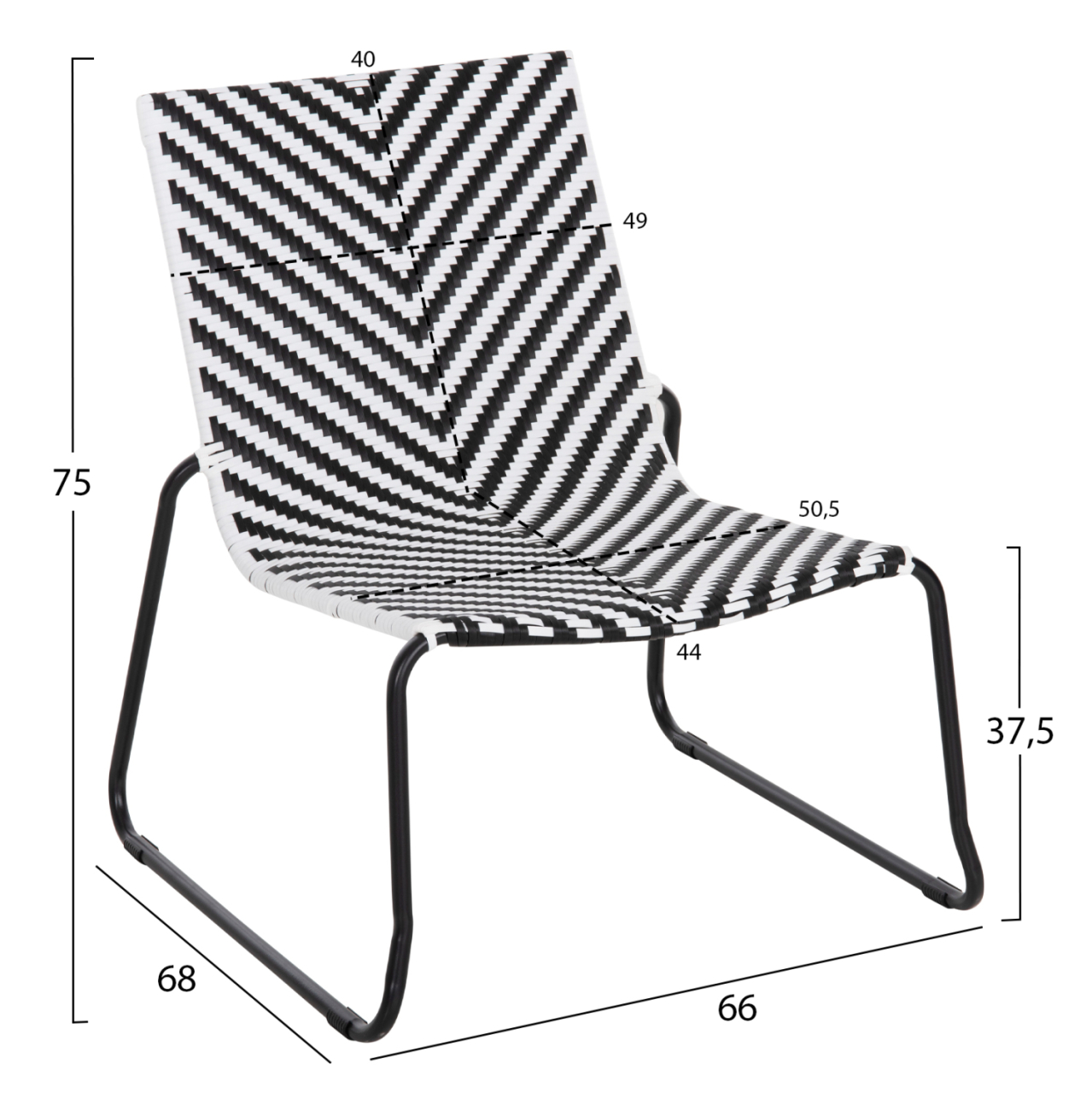 METAL CHAIR PONY HM6082 BLACK and WHITE SYNTHETIC RATTAN 66x68x75Hcm. [2]
