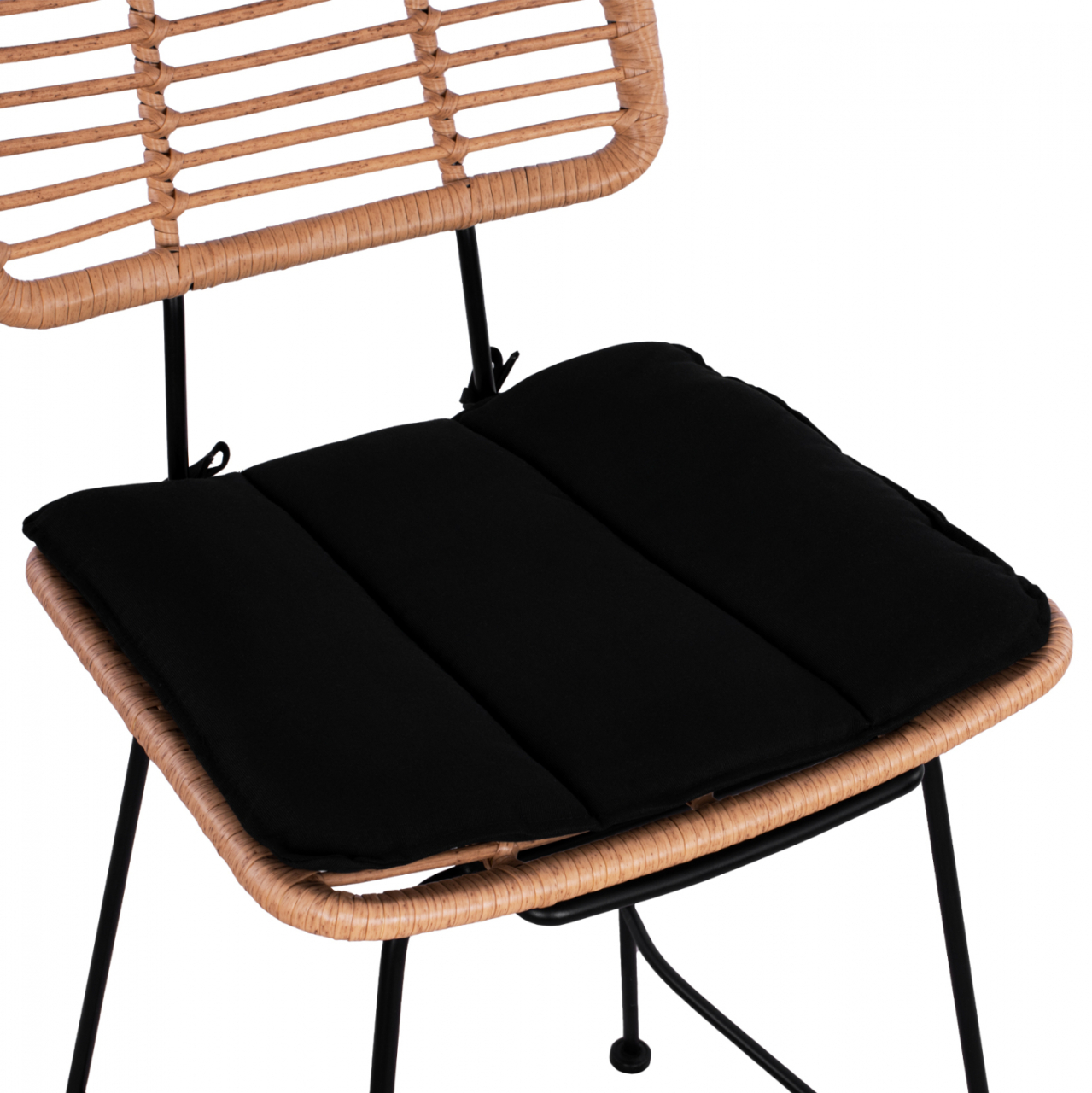 Metal Stool with pillow Allegra HM5644 with wicker in beige color 55x56x107 εκ. [8]