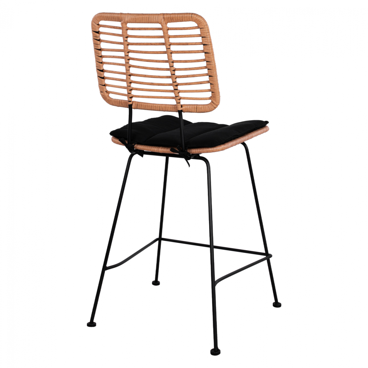 Metal Stool with pillow Allegra HM5644 with wicker in beige color 55x56x107 εκ. [5]