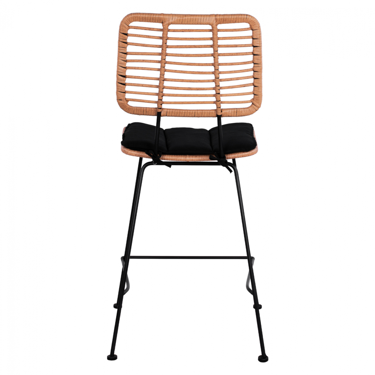 Metal Stool with pillow Allegra HM5644 with wicker in beige color 55x56x107 εκ. [6]