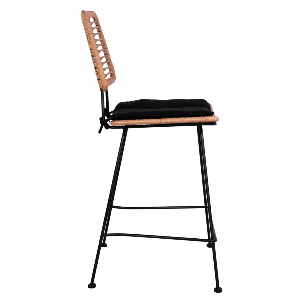 Metal Stool with pillow Allegra HM5644 with wicker in beige color 55x56x107 εκ. [4]