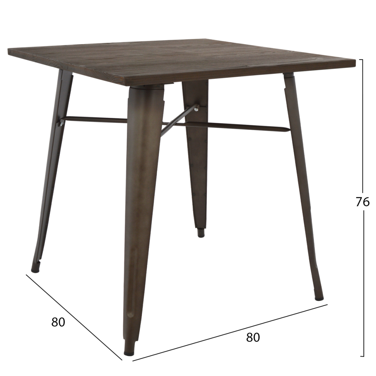 METAL TABLE IN RUSTY COLOR AND WOOD HM0611.04 80x80x76cm [2]