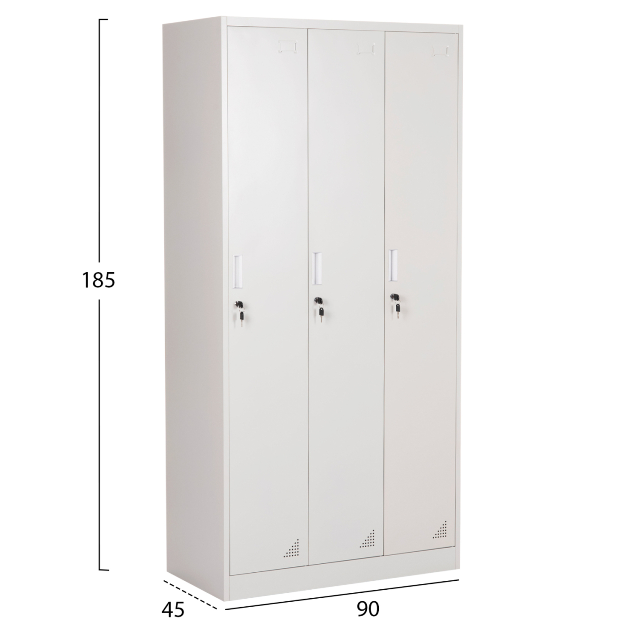METAL TRIPLE LOCKER WITH KEYLOCKS ALTONA HM5634.11 GREY 90x45x185Hcm. [2]