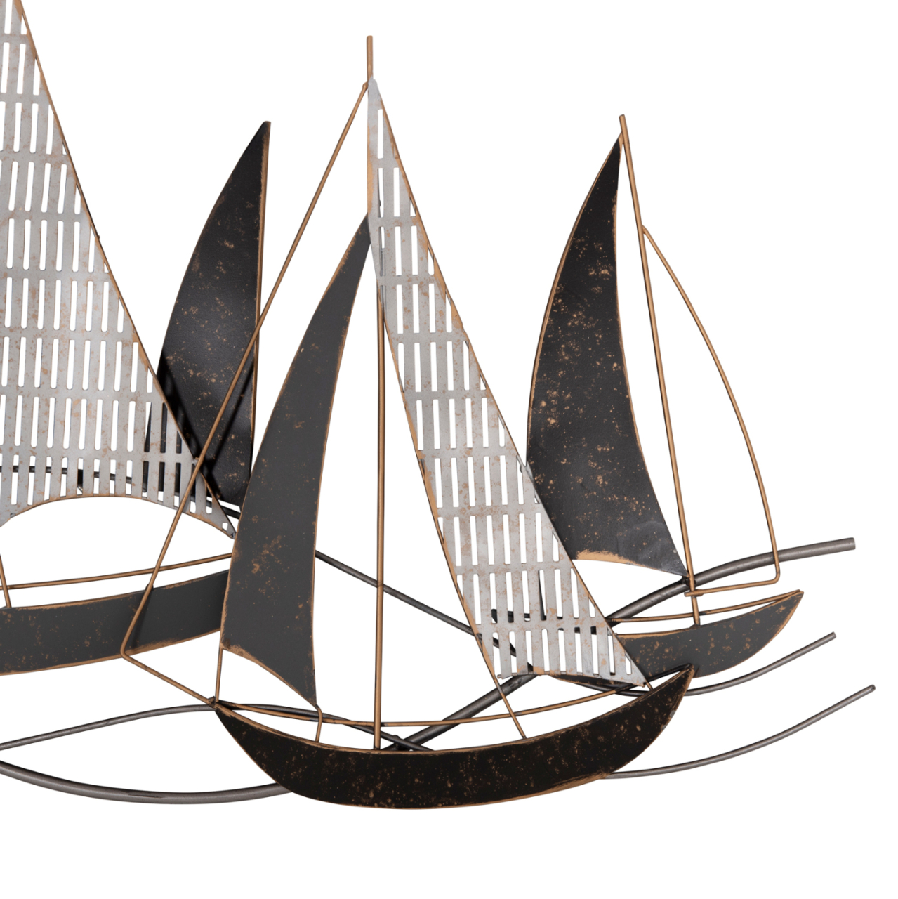 METAL WALL DECORATION HM7160 COAL WHITE GOLD 91x3x55Η cm. [6]