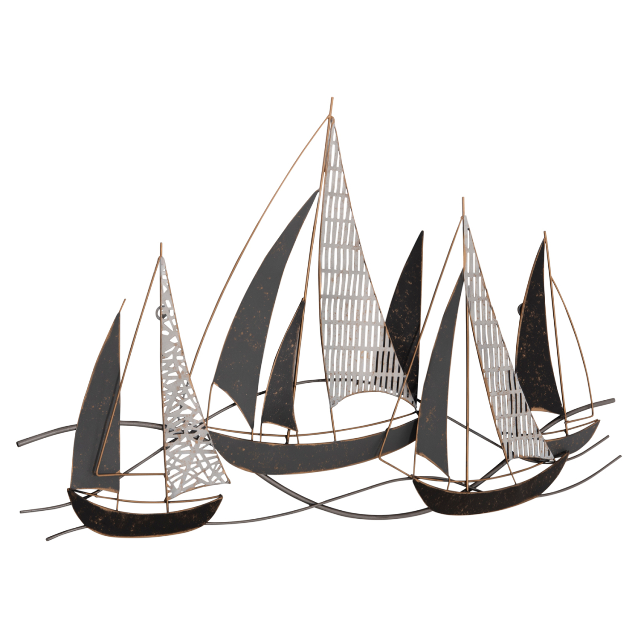 METAL WALL DECORATION HM7160 COAL WHITE GOLD 91x3x55Η cm. [3]