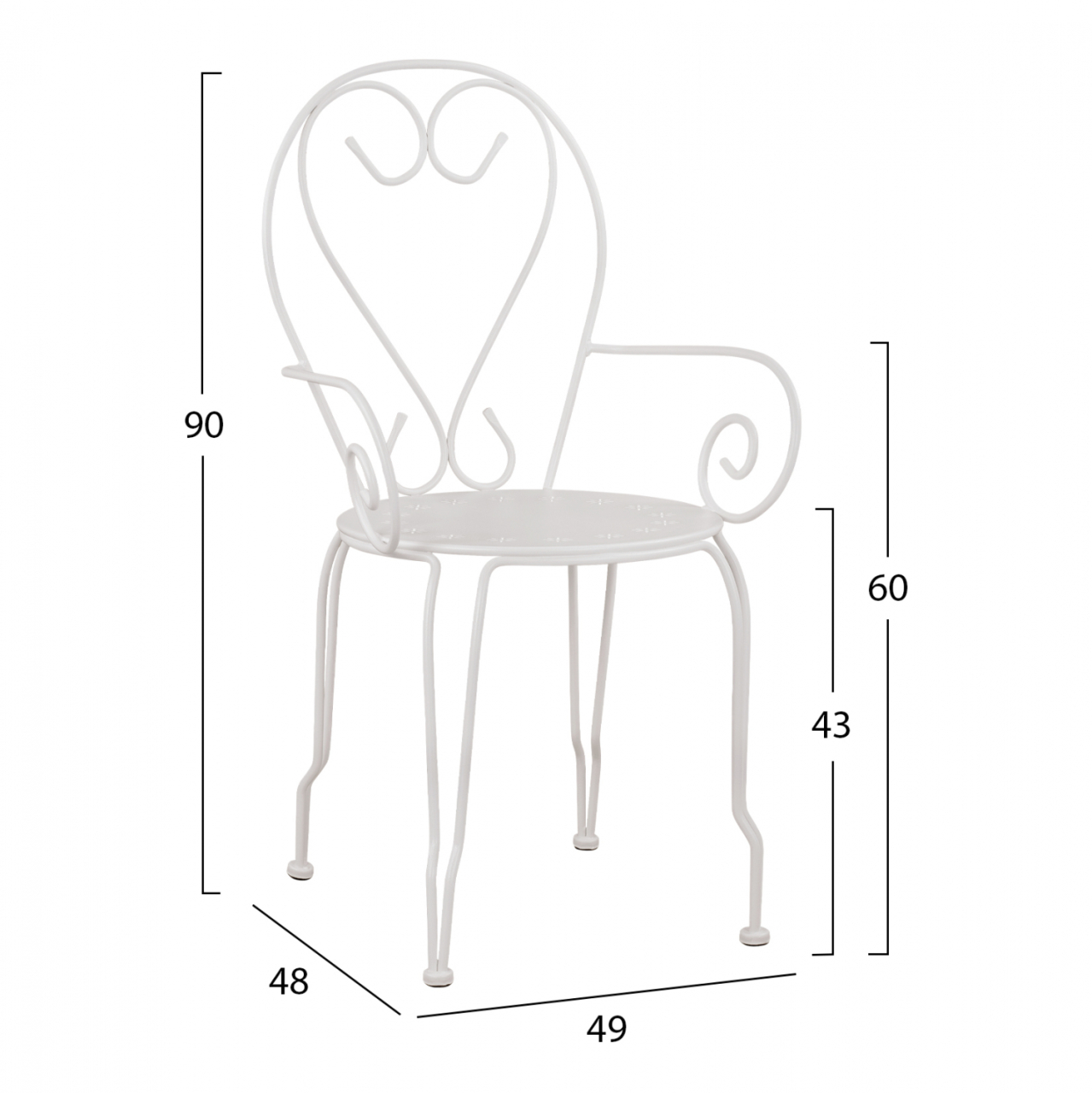 Metallic armchair Amore White HM5008.12 49x48x90 cm [2]