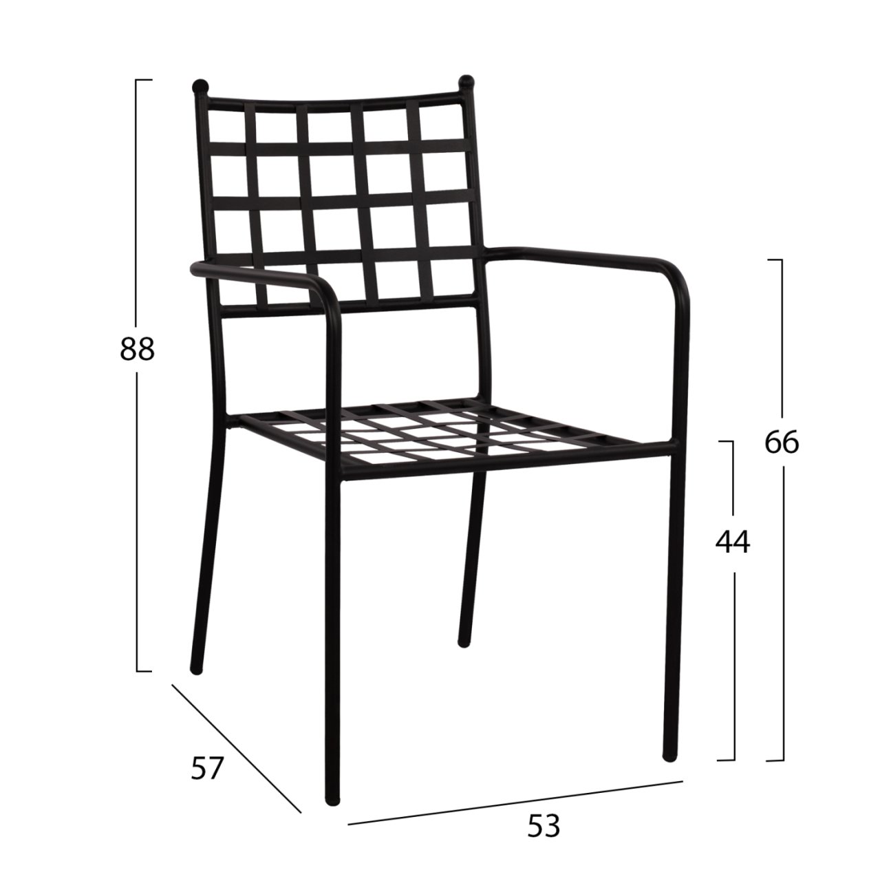 Metallic Armchair HM5508 Black color 46x58x88 cm [2]