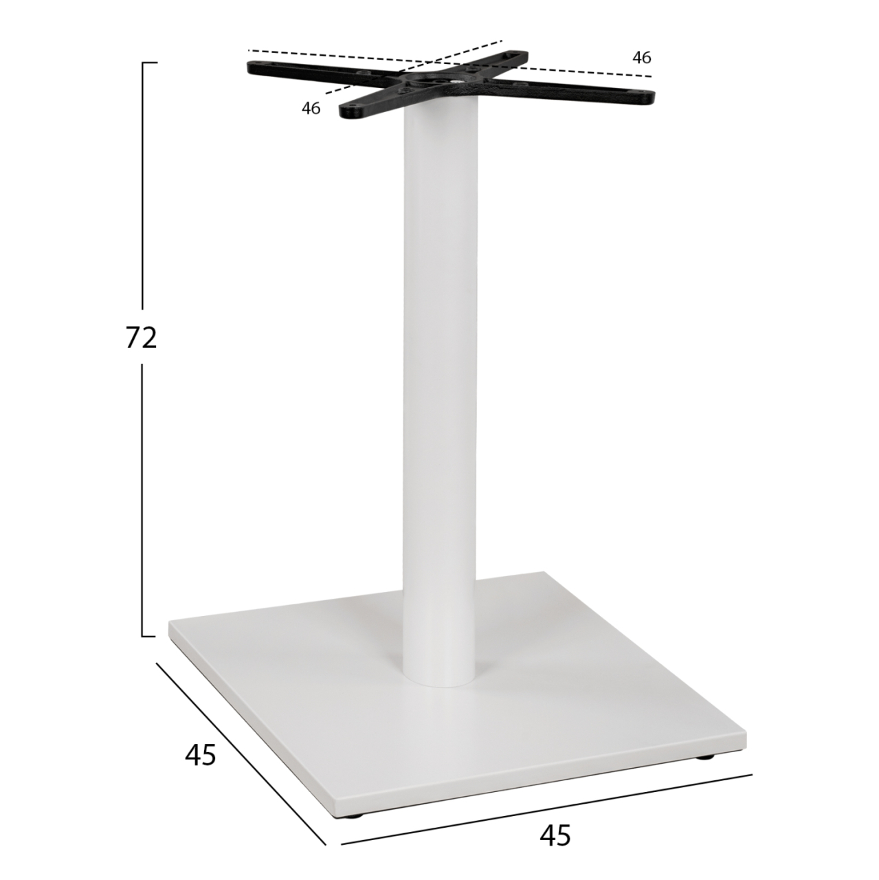 Metallic Base White Matte 46x46x72H with cross 46x46 and adjusters HM438.02 [2]