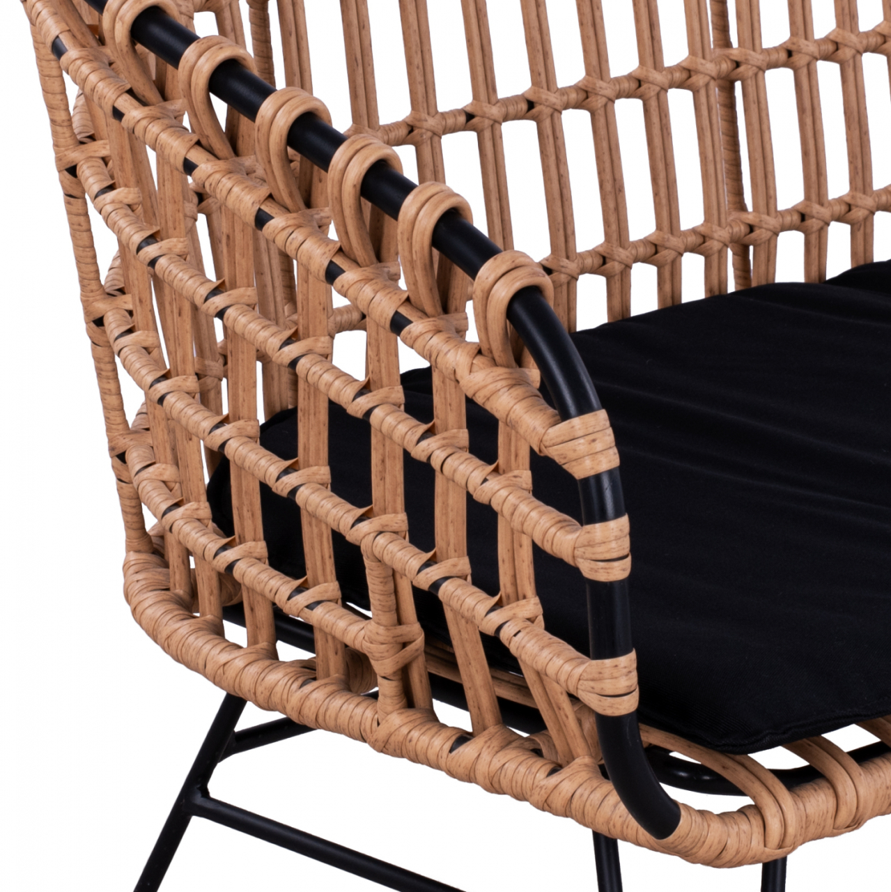 Metallic Bence Allegra HM5692 with wicker Black-Beige 124x57x77cm [6]
