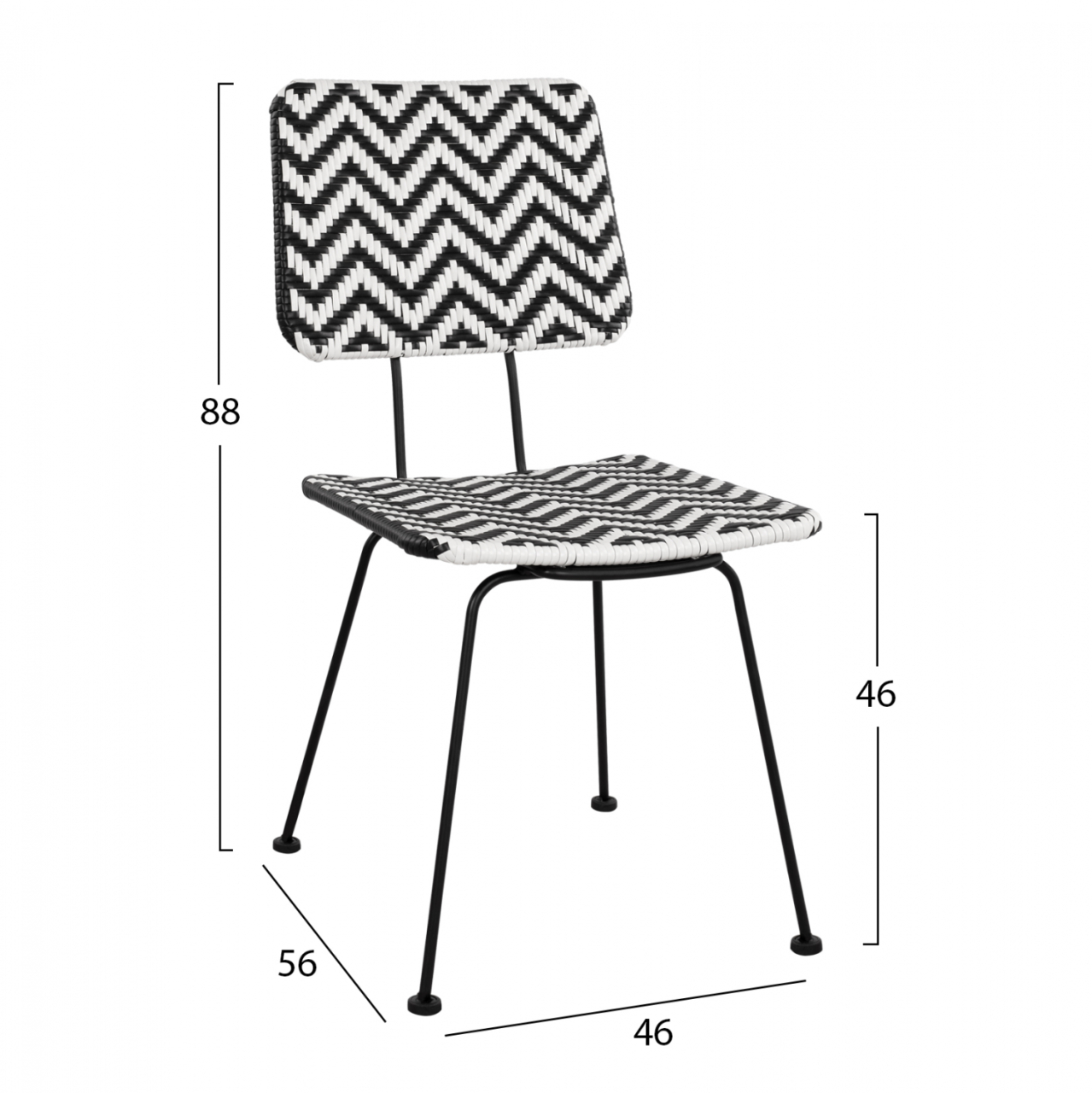 Metallic chair Allegra HM5693 with wivker Black-White 46x56x88cm [2]