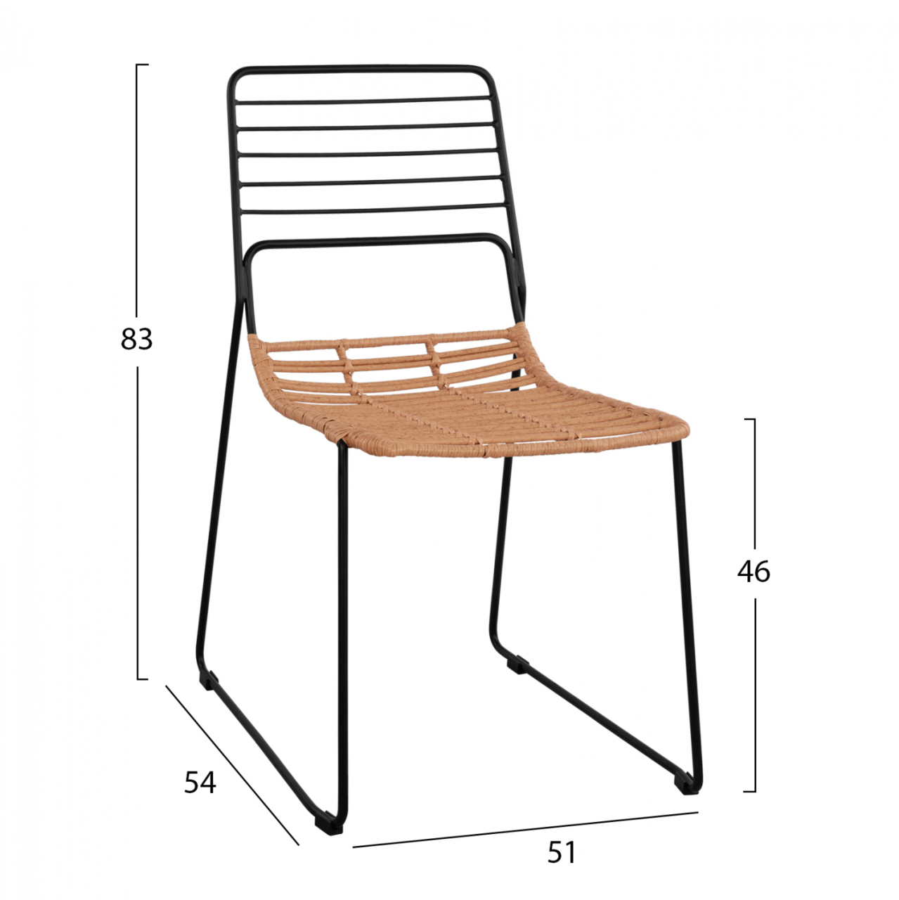 Metallic chair Allegra HM5694 with wicker beige 51x54x83cm [2]