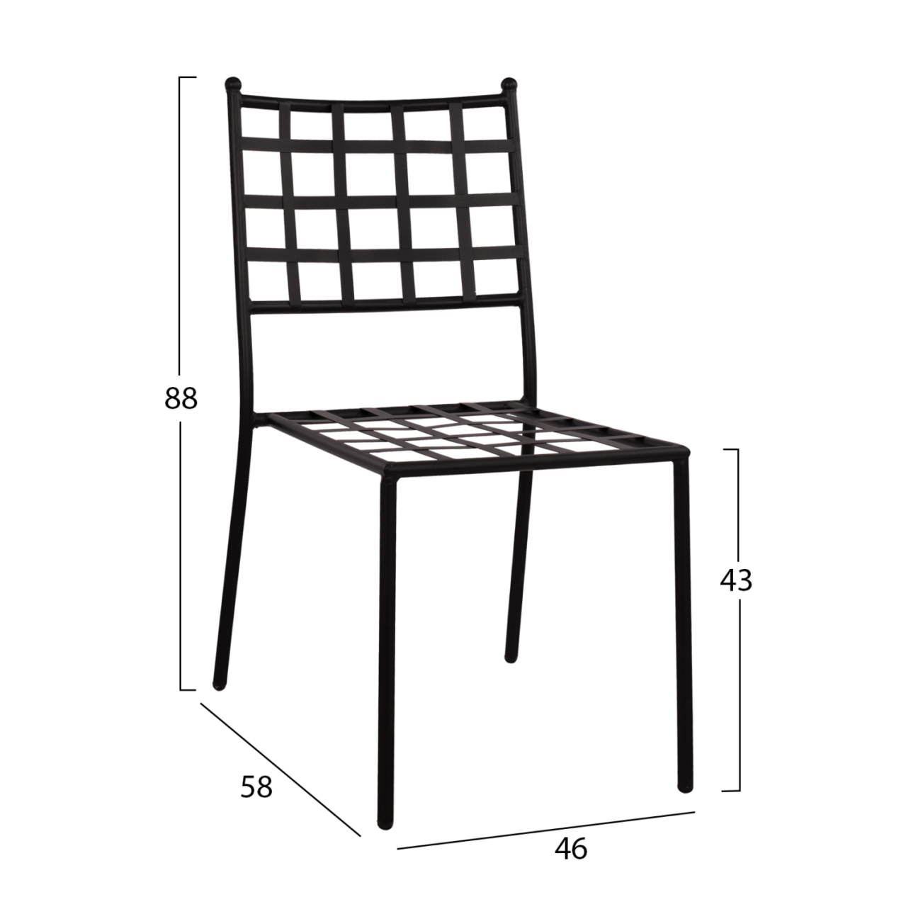 Metallic chair HM5509 in black color 46x58x88 cm [2]