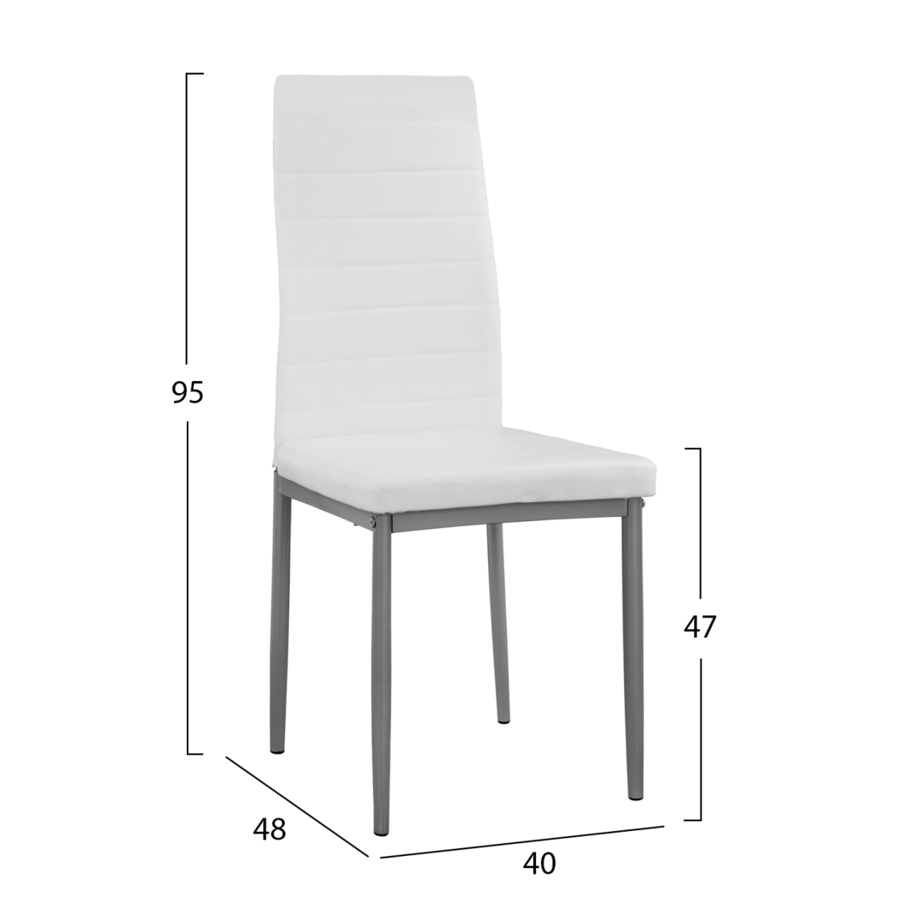 Metallic chair Lady HM0037.11 White PU Metalic Frame K/D 40x48x95H cm [2]