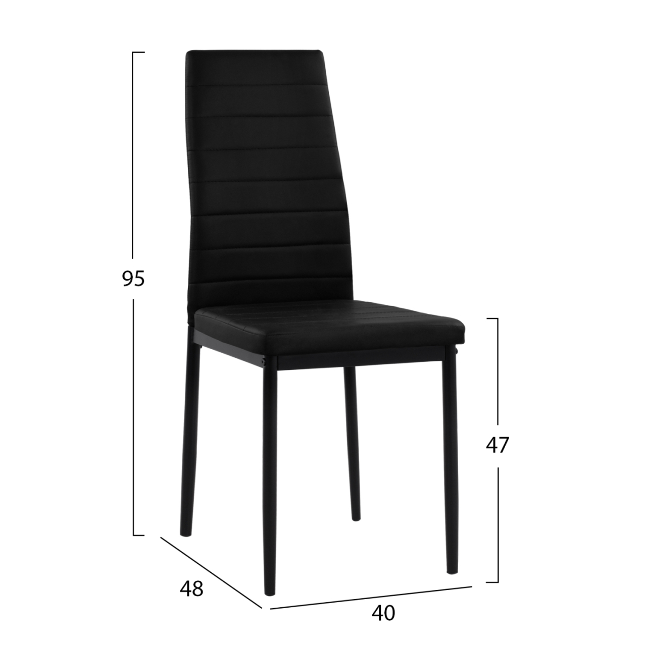 Metallic chair Lady HM0037.12 Black PU Metallic Frame K/D 40x48x95 cm [2]