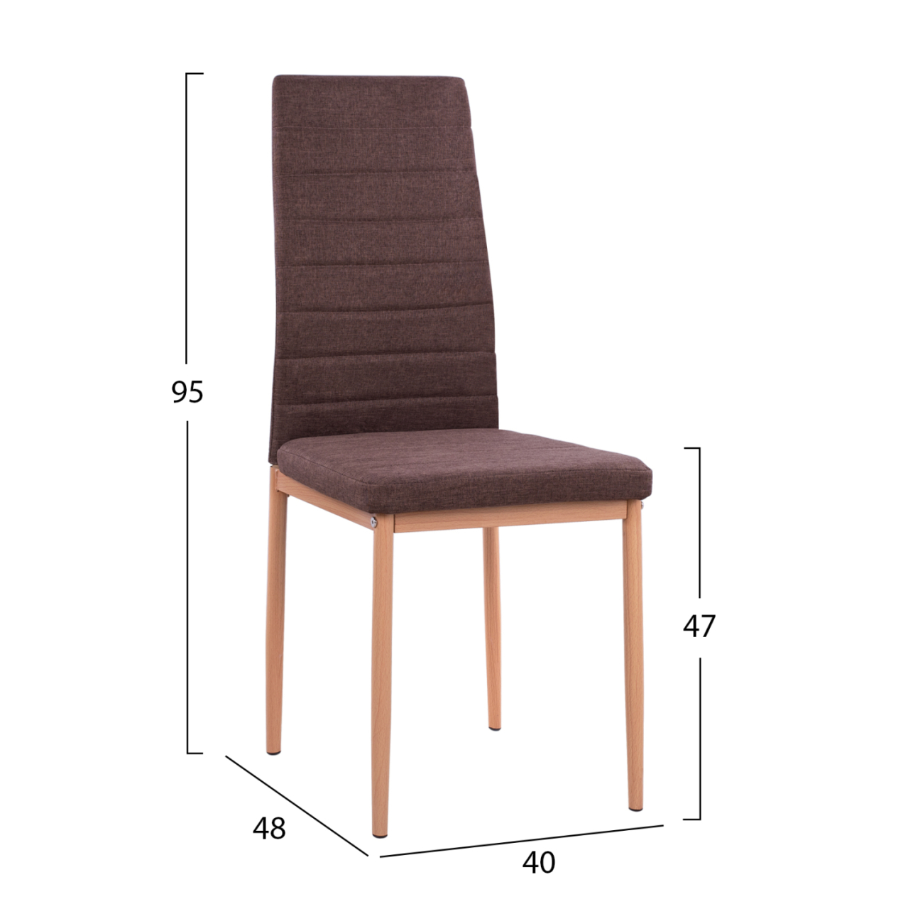 Metallic chair Lady HM0037.13 Brown fabric with metallic frame K/D 40x48x95 cm [2]