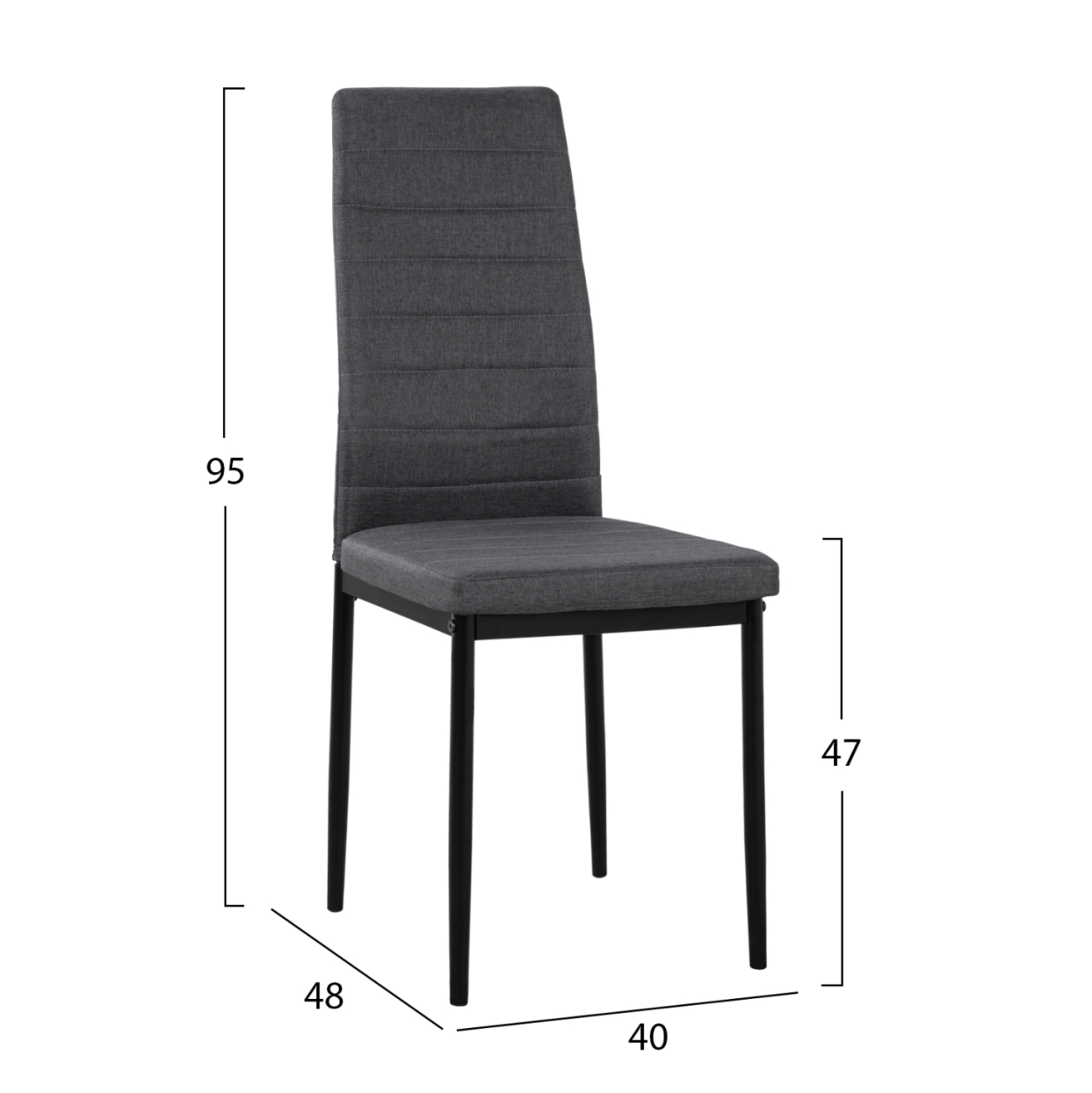 Metallic Chair Lady HM0037.20 Grey fabric with metallic frame K/D 40x48x95 [2]