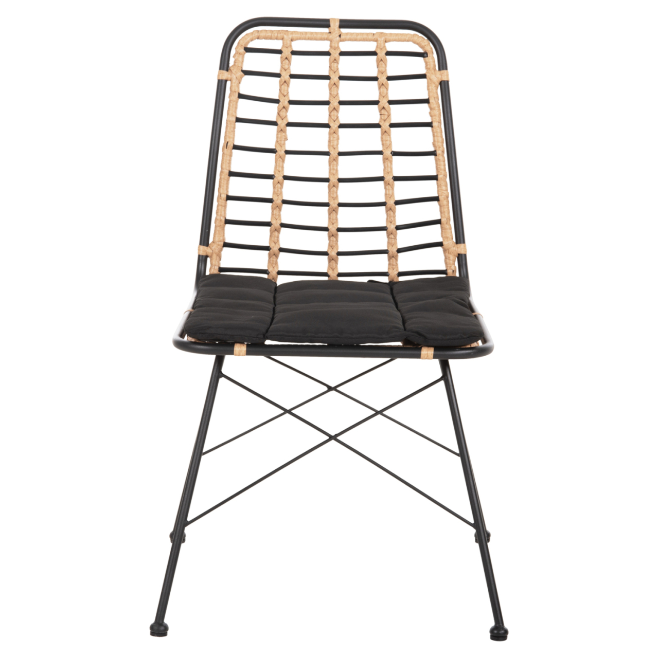 METALLIC DINING CHAIR ALLEGRA HM5691.11 WICKER IN BEIGE-BLACK 51x54x84Hcm. [3]