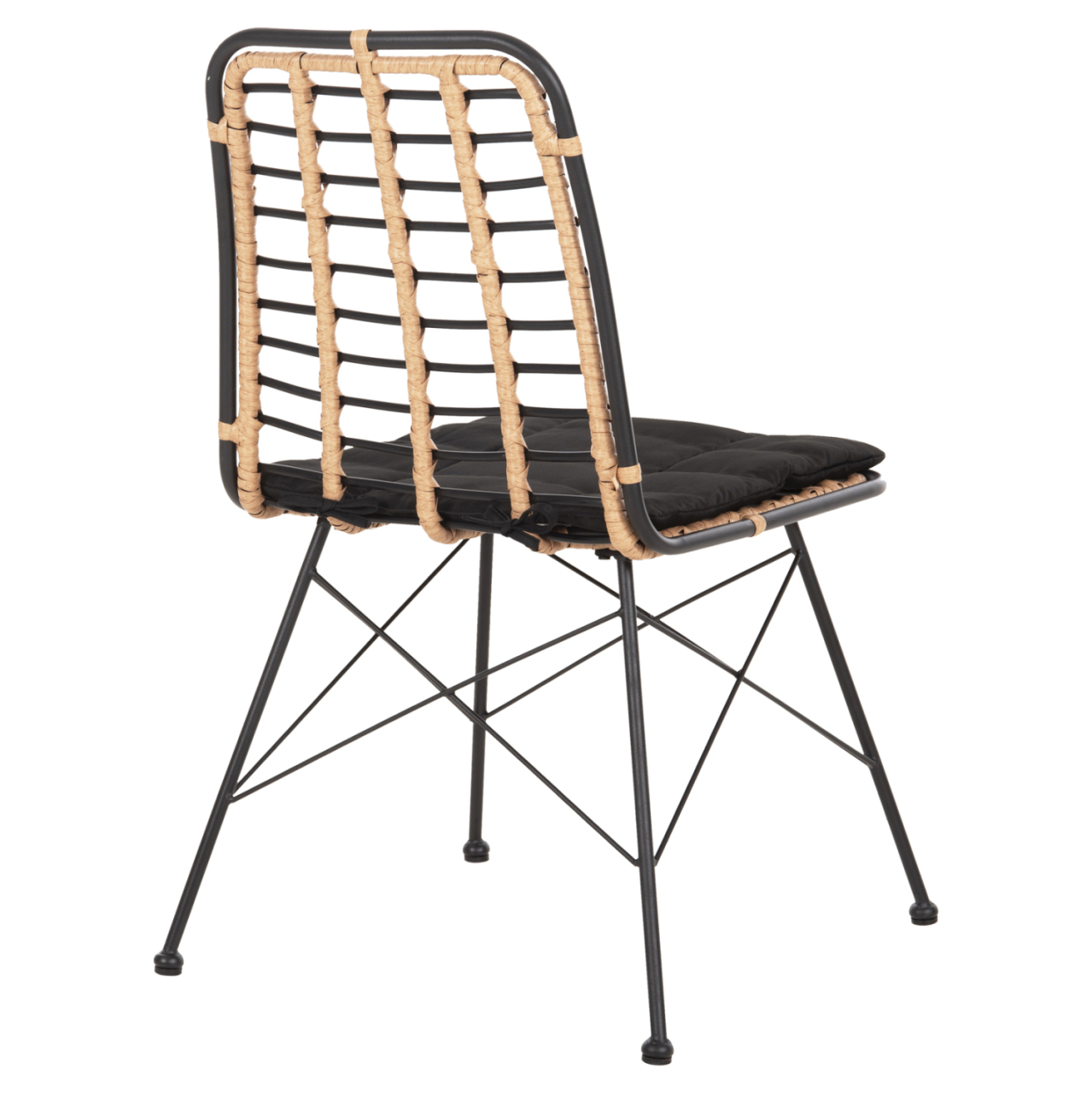 METALLIC DINING CHAIR ALLEGRA HM5691.11 WICKER IN BEIGE-BLACK 51x54x84Hcm. [5]